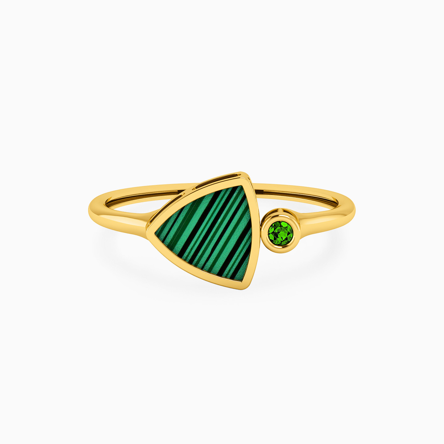 Triangle Green Stones Statement Ring in 18K Gold Triangle Green Stones Statement Ring in 18K Gold
