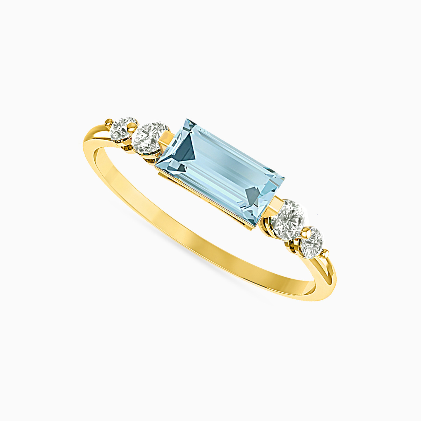 Baguette Diamonds & Colored Stones Statement Ring in 18K Gold - 2 Baguette Diamonds & Colored Stones Statement Ring in 18K Gold - 2