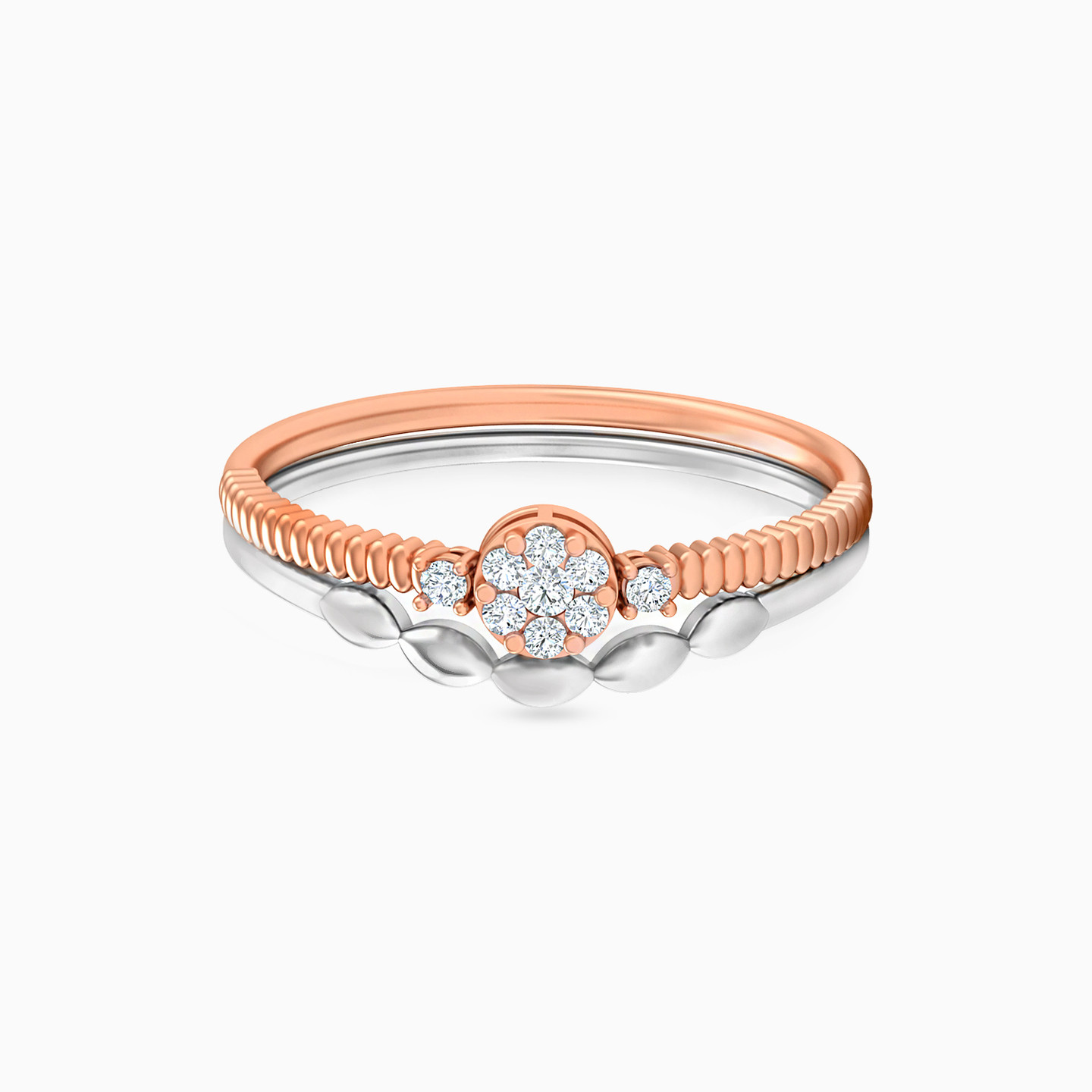 Flower Diamonds Twin Rings in 18K Gold