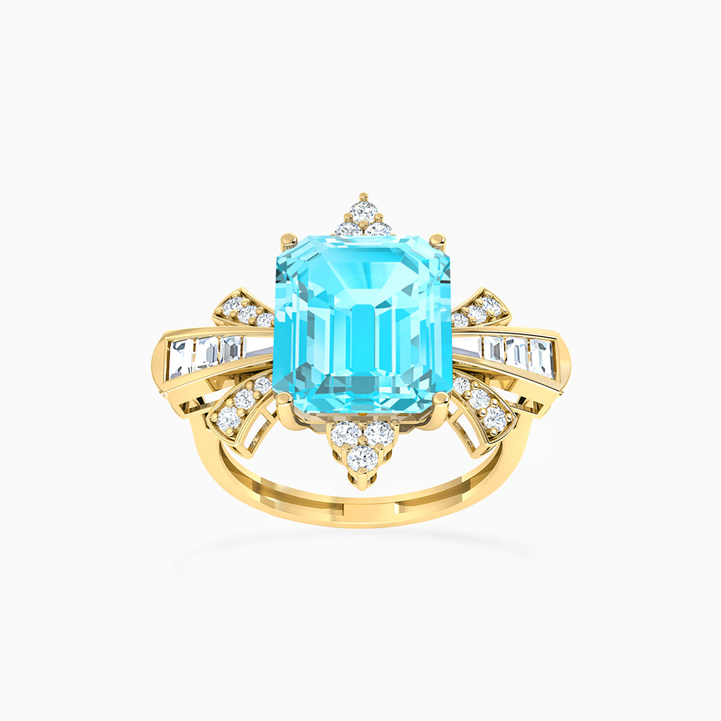 Square Colored Stones Statement Ring in 18K Gold Square Colored Stones Statement Ring in 18K Gold