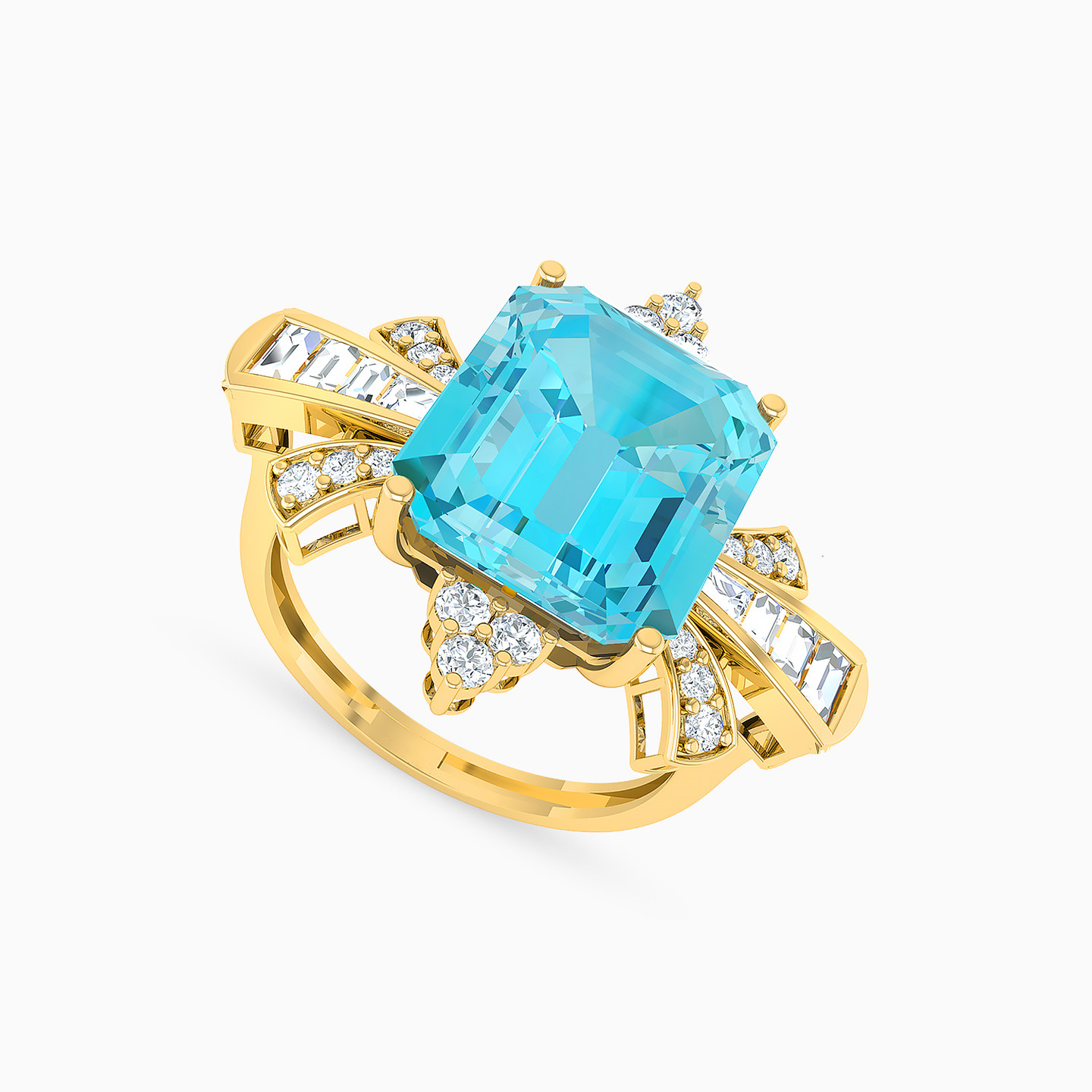Square Colored Stones Statement Ring in 18K Gold - 2 Square Colored Stones Statement Ring in 18K Gold - 2