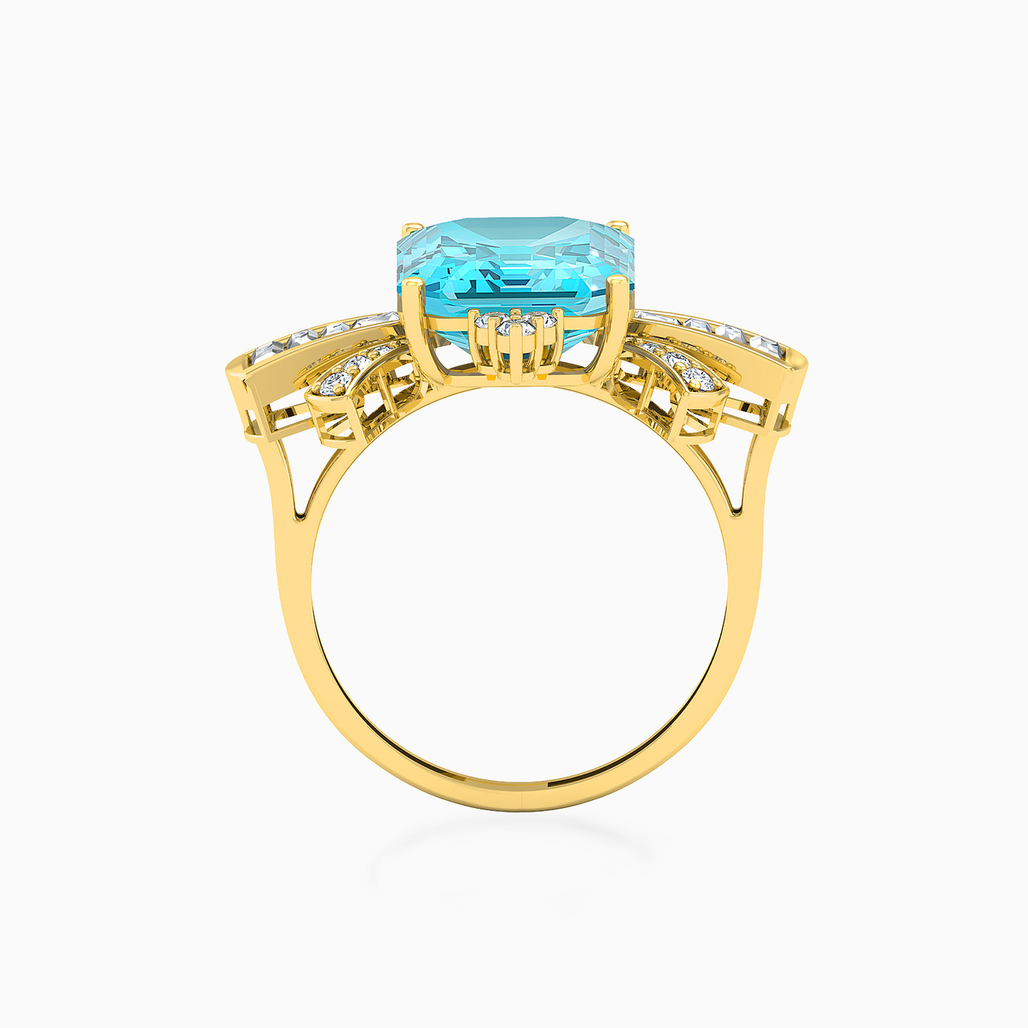 Square Colored Stones Statement Ring in 18K Gold - 3 Square Colored Stones Statement Ring in 18K Gold - 3