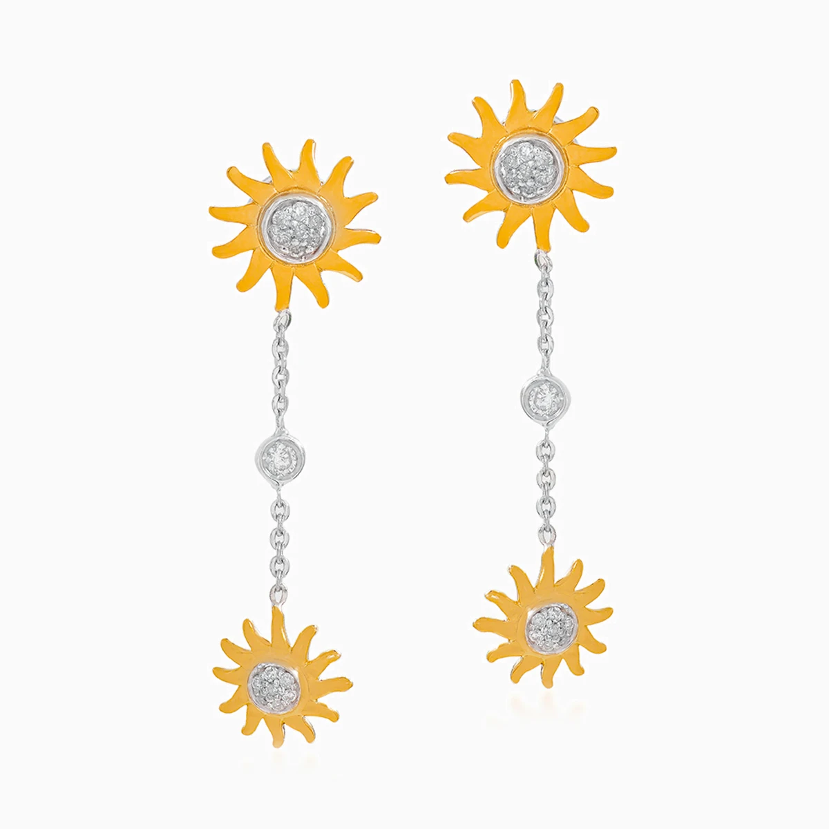 Flower Diamond Drop Earrings in 18K Gold Flower Diamond Drop Earrings in 18K Gold