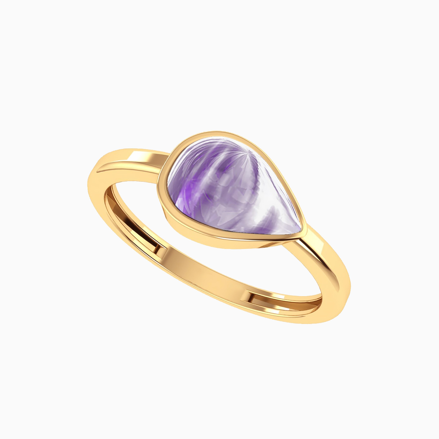 Pear Purple Stone Statement Ring in 18K Gold - 2 Pear Purple Stone Statement Ring in 18K Gold - 2