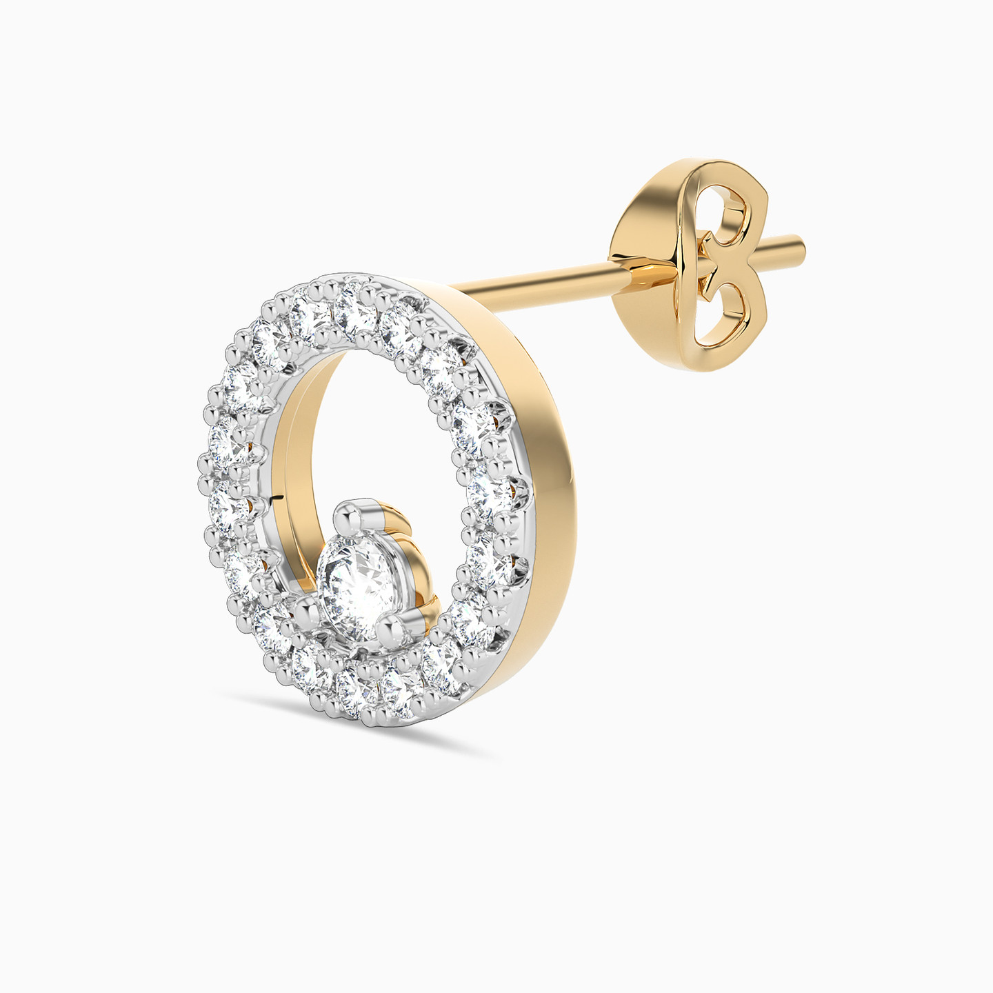 18K Gold Diamond Stud Earrings - 3