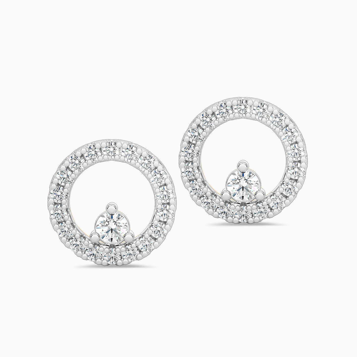 18K Gold Diamond Stud Earrings - 2