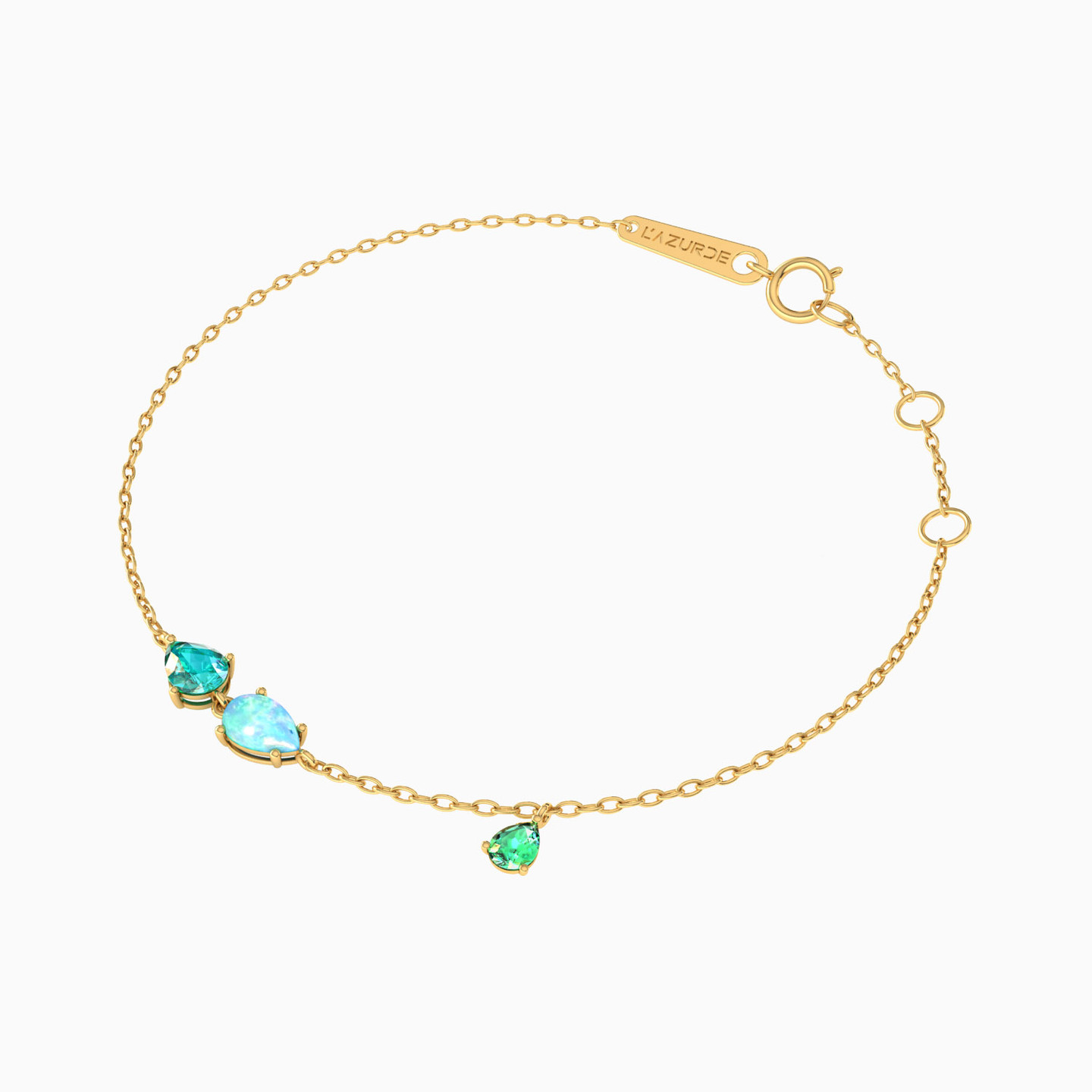 Pear Colored Stones Chain Bracelet in 18K Gold - 2 Pear Colored Stones Chain Bracelet in 18K Gold - 2