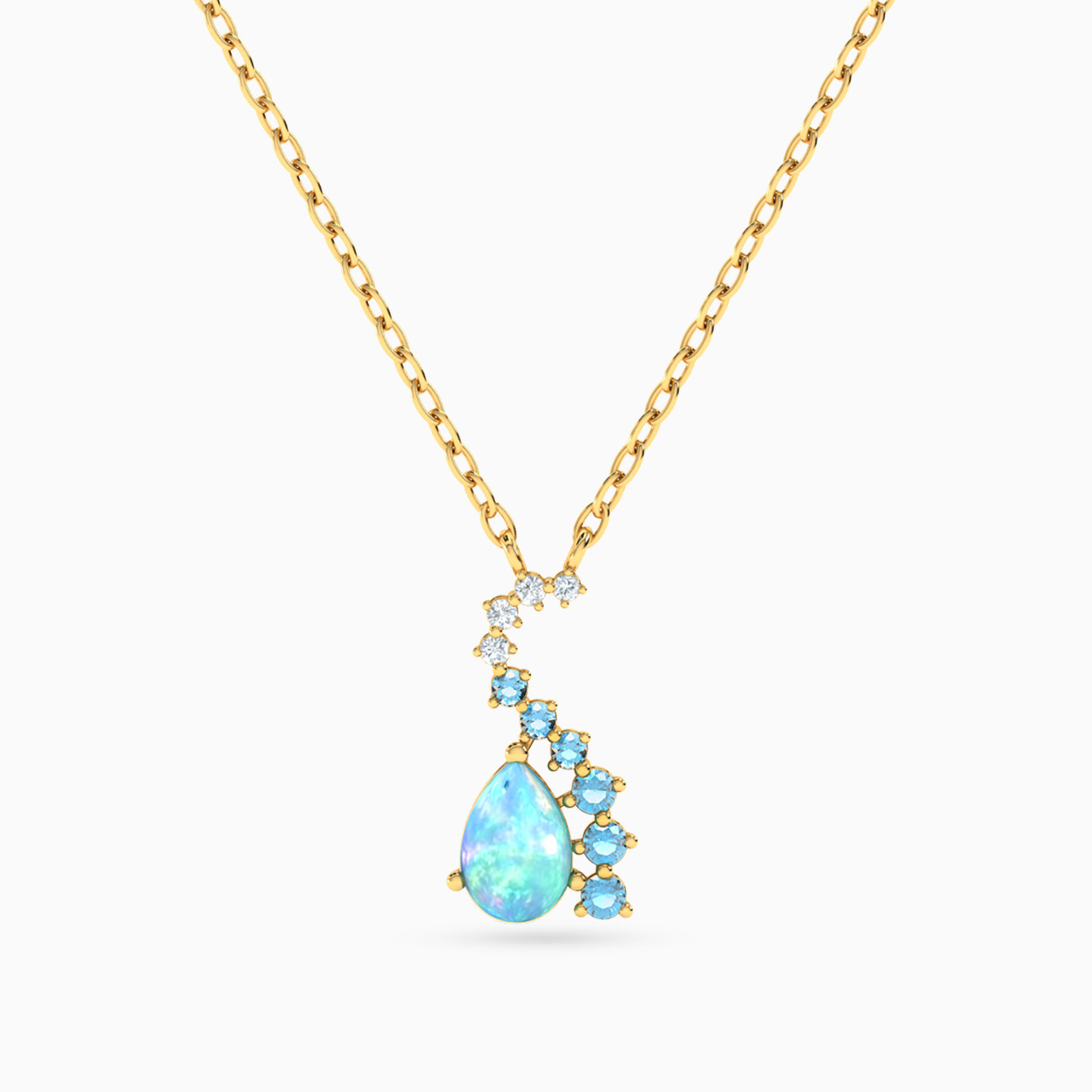 Pear Colored Stones Necklace in 18K Gold Pear Colored Stones Necklace in 18K Gold