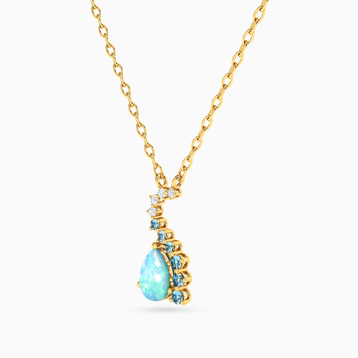 Pear Colored Stones Necklace in 18K Gold - 2 Pear Colored Stones Necklace in 18K Gold - 2