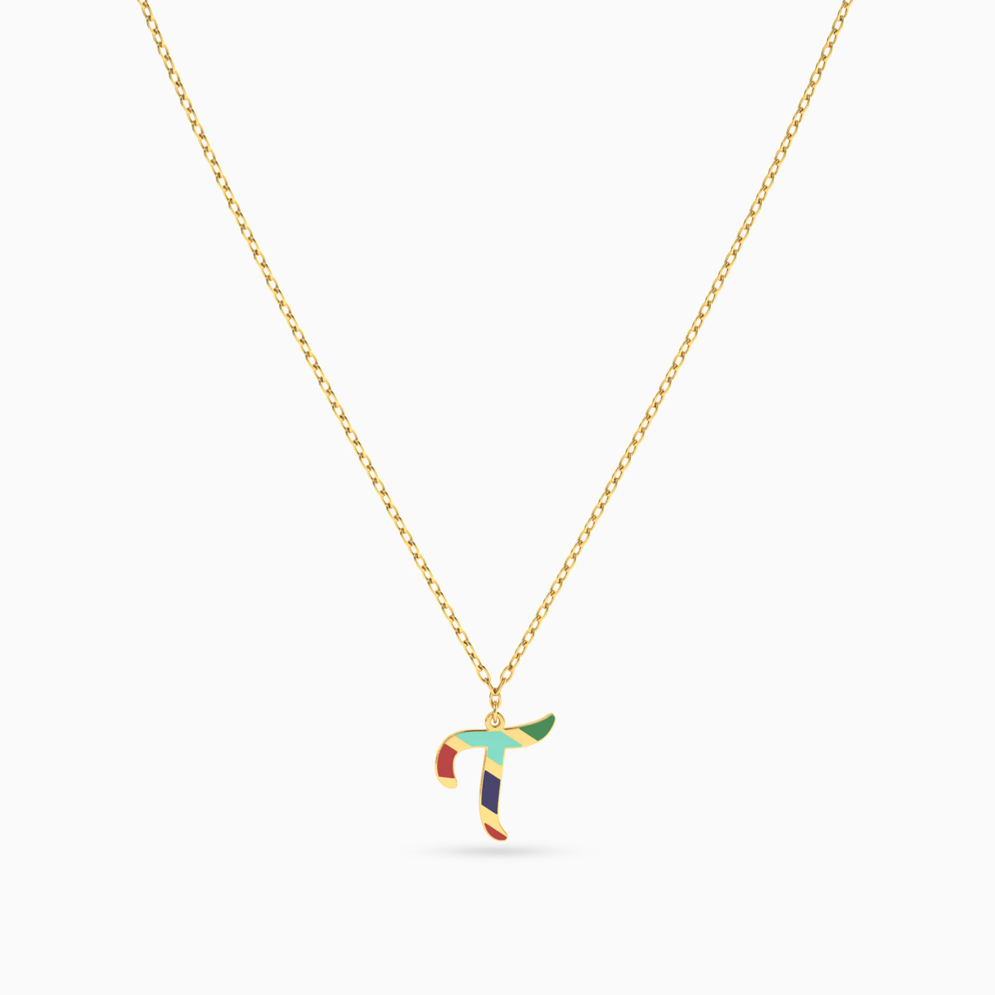 Letter T Enamel Coated Necklace In 18K Gold - 3 Letter T Enamel Coated Necklace In 18K Gold - 3