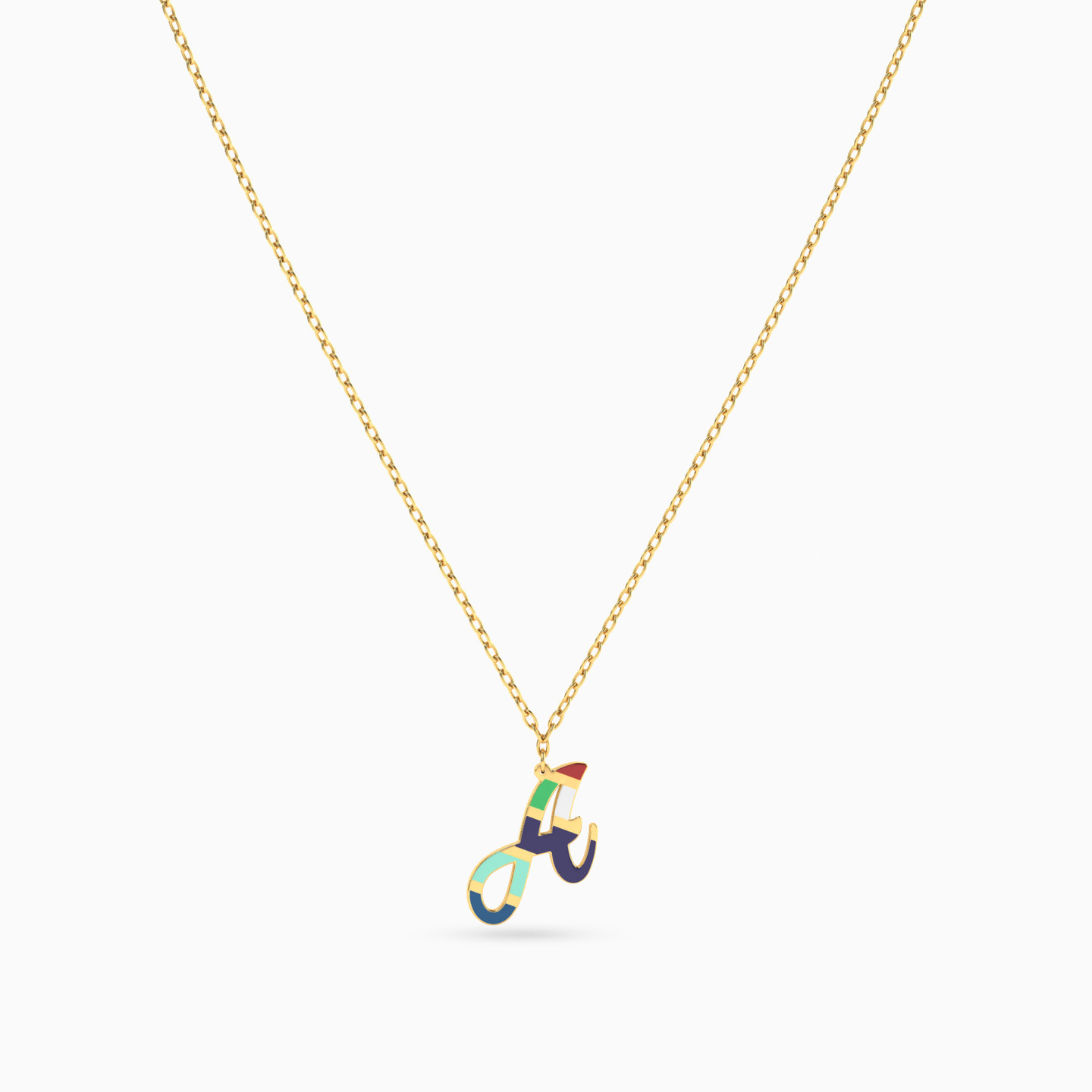 Letter A Enamel Coated Necklace In 18K Gold - 3 Letter A Enamel Coated Necklace In 18K Gold - 3