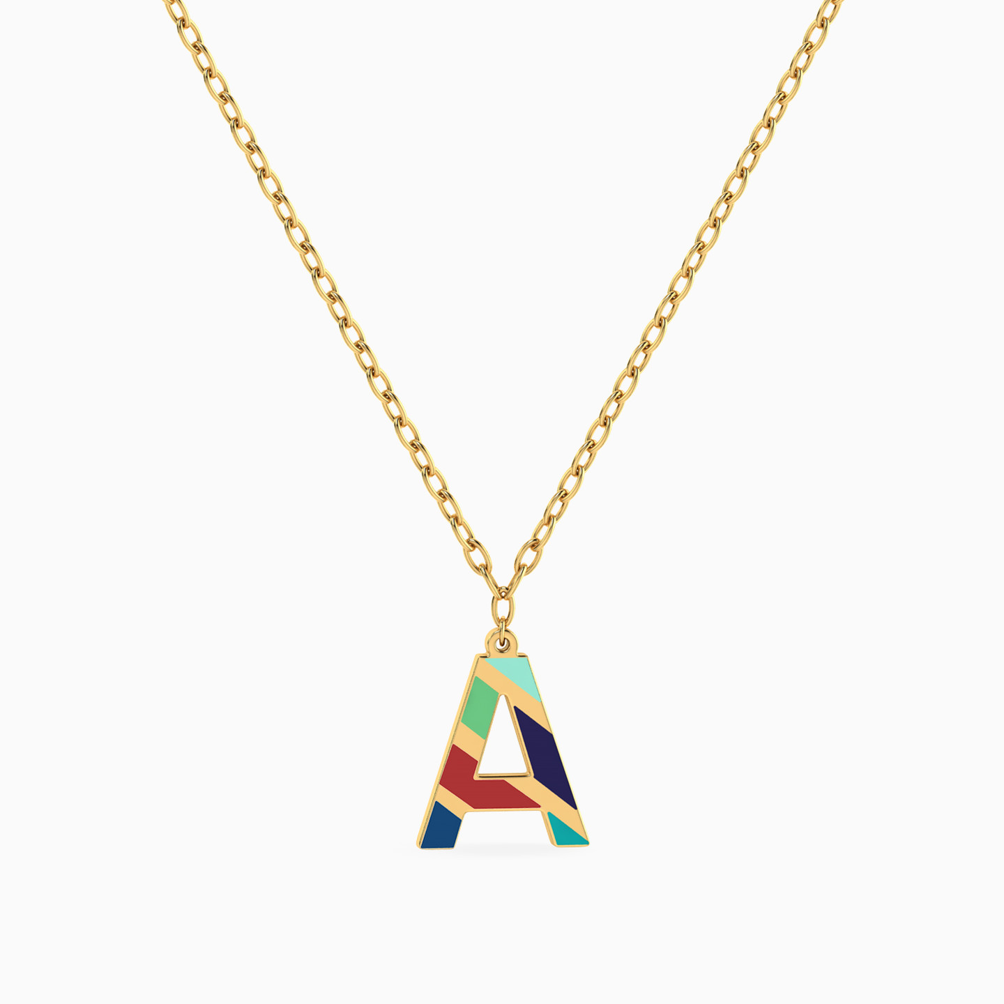 Letter A Enamel Coated Necklace In 18K Gold Letter A Enamel Coated Necklace In 18K Gold