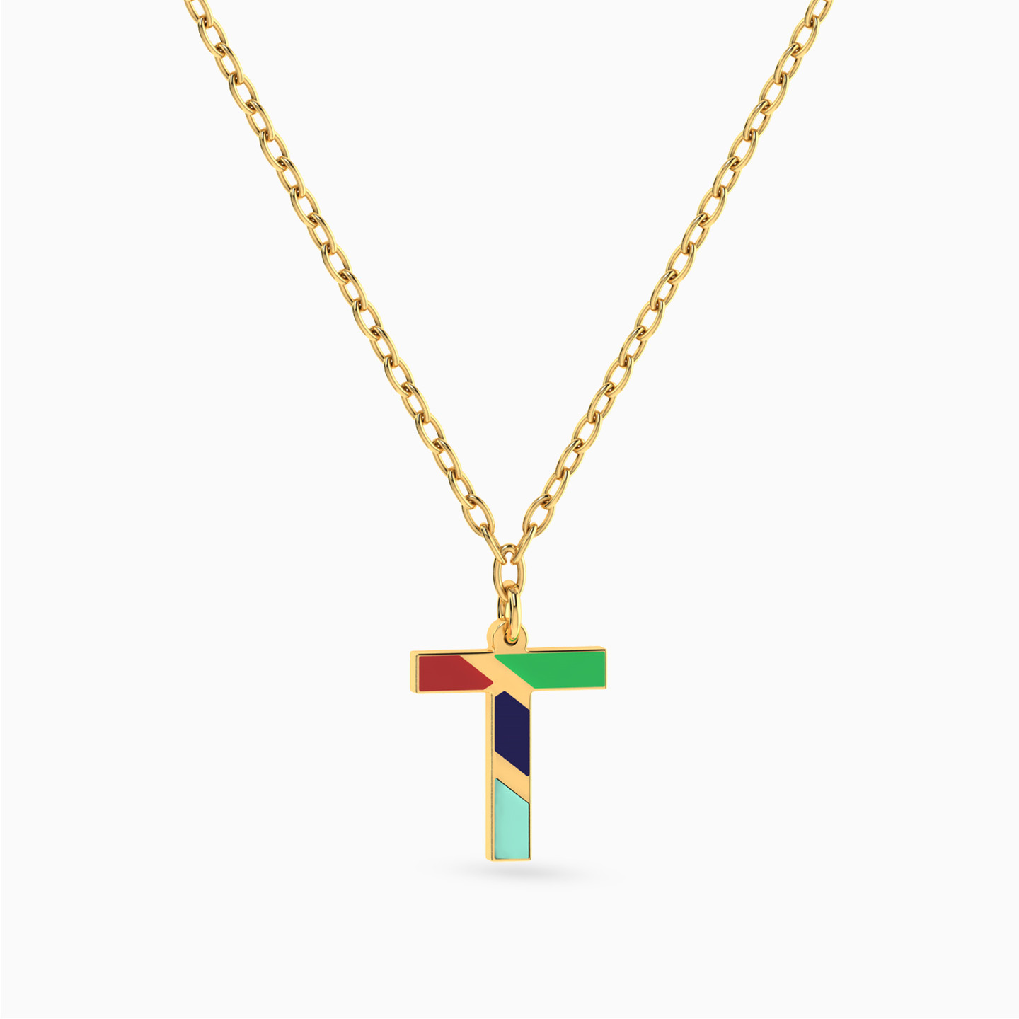 Letter T Enamel Coated Necklace In 18K Gold Letter T Enamel Coated Necklace In 18K Gold