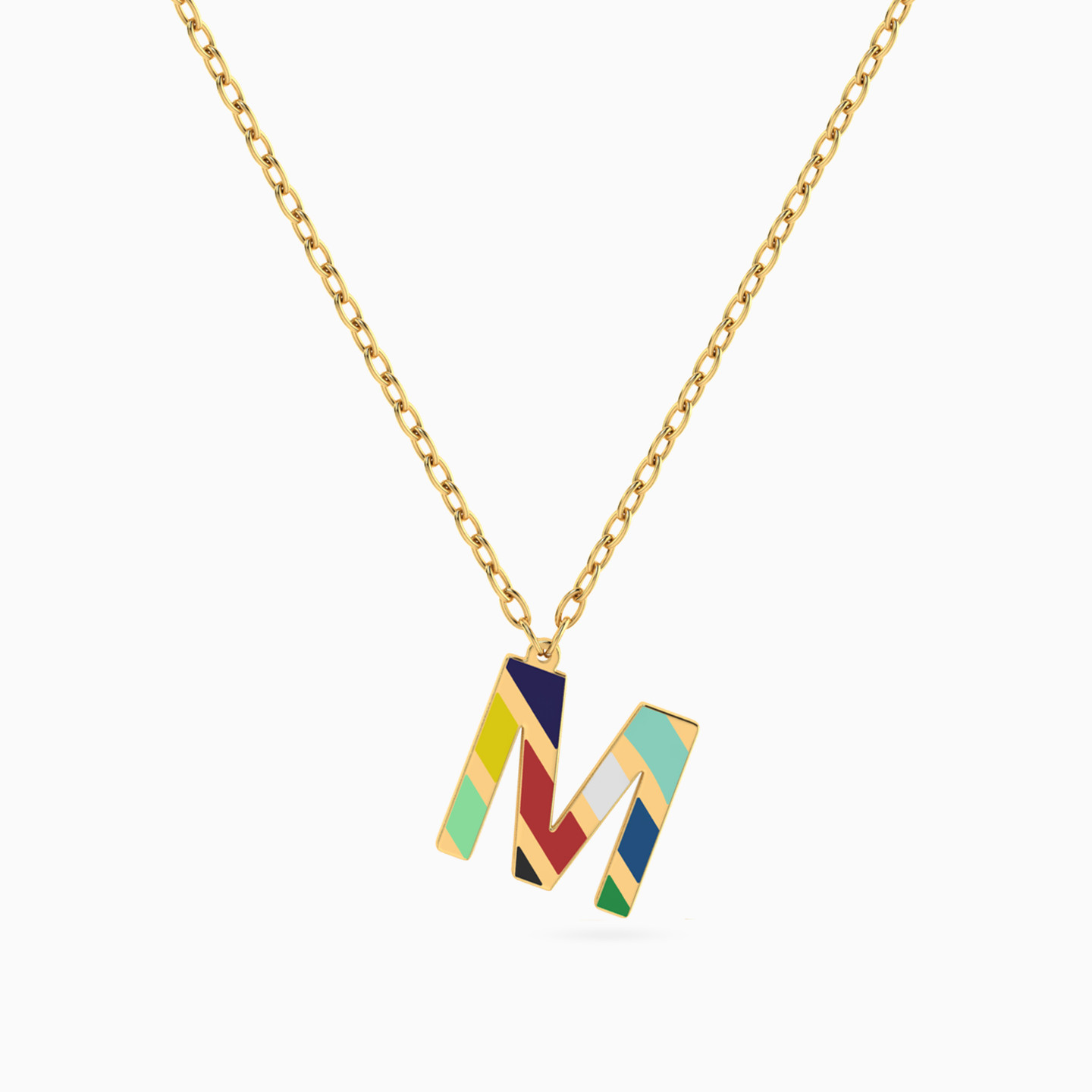 Letter M Enamel Coated Necklace in 18K Gold Letter M Enamel Coated Necklace in 18K Gold
