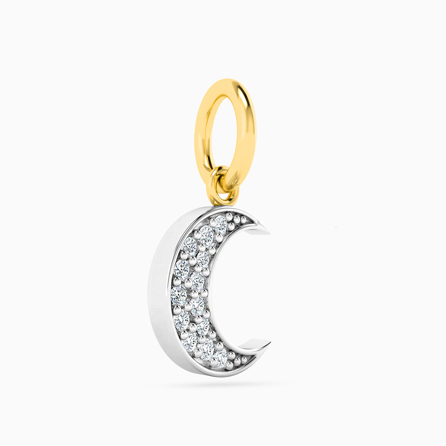 Crescent Diamonds Pendant in 18K Gold - 3 Crescent Diamonds Pendant in 18K Gold - 3