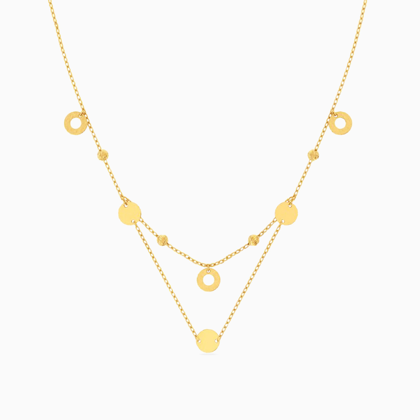 Circle Layered Necklace in 18K Gold - 5 Circle Layered Necklace in 18K Gold - 5