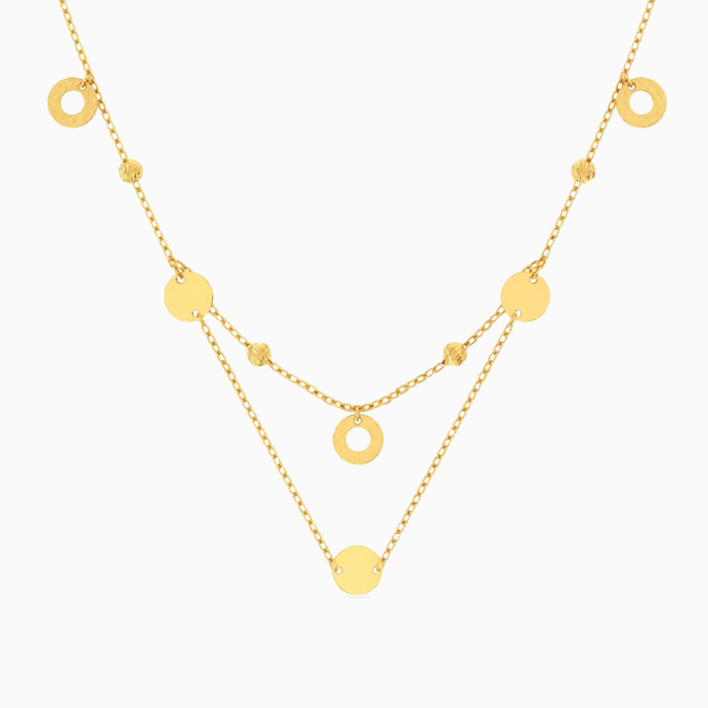 Circle Layered Necklace in 18K Gold - 2 Circle Layered Necklace in 18K Gold - 2