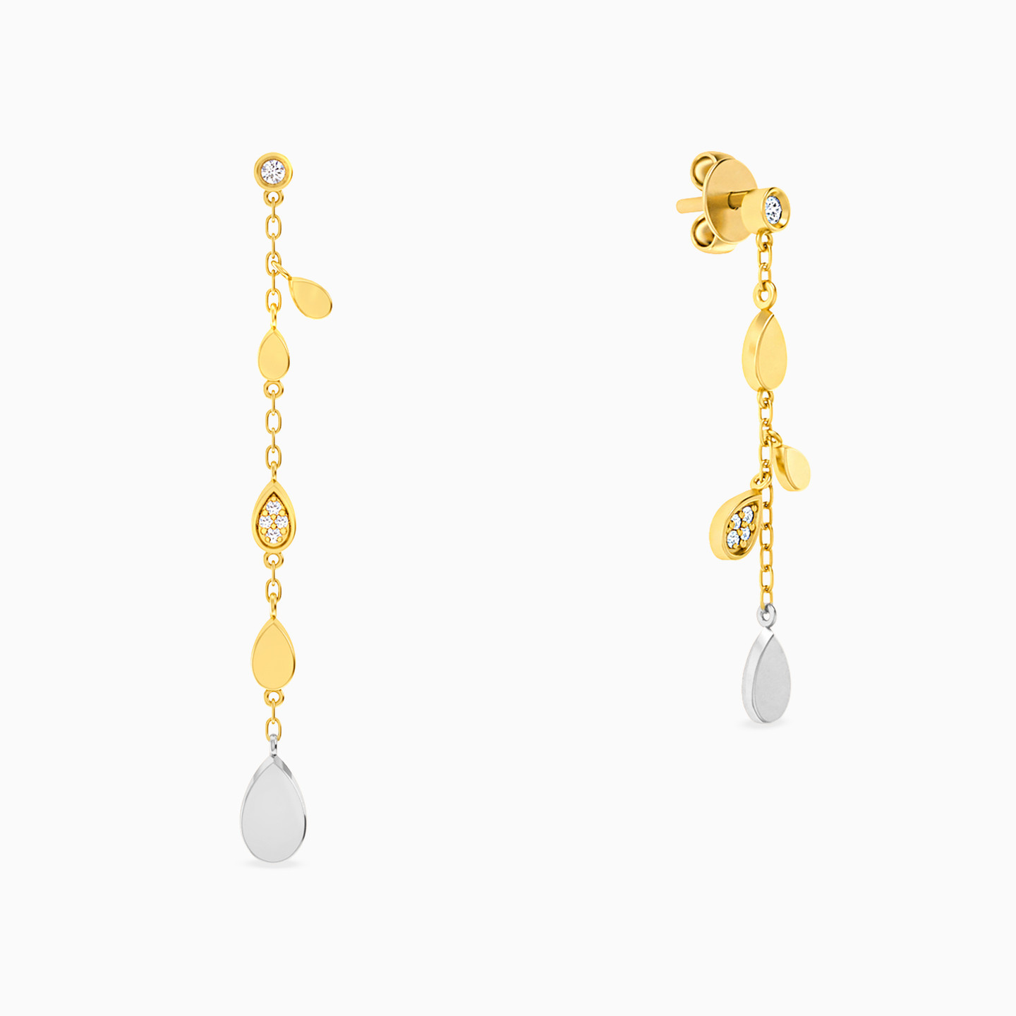 Pear Diamonds Drop Earrings in 18K Gold - 2 Pear Diamonds Drop Earrings in 18K Gold - 2