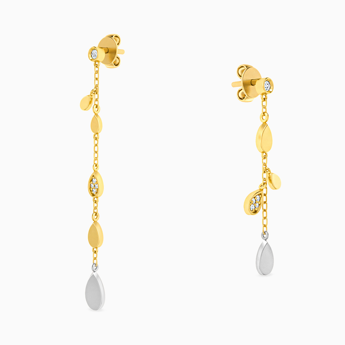 Pear Diamonds Drop Earrings in 18K Gold - 3 Pear Diamonds Drop Earrings in 18K Gold - 3