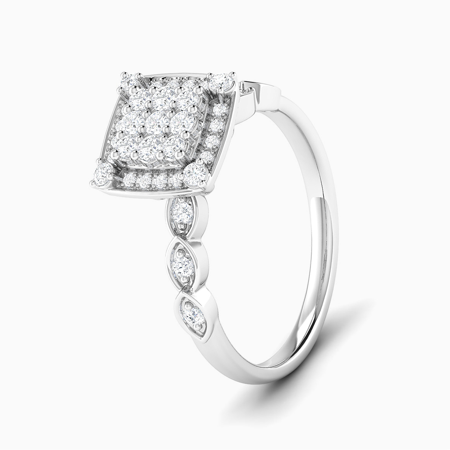 Square Diamond Twin Rings in 18K Gold - 3 Square Diamond Twin Rings in 18K Gold - 3