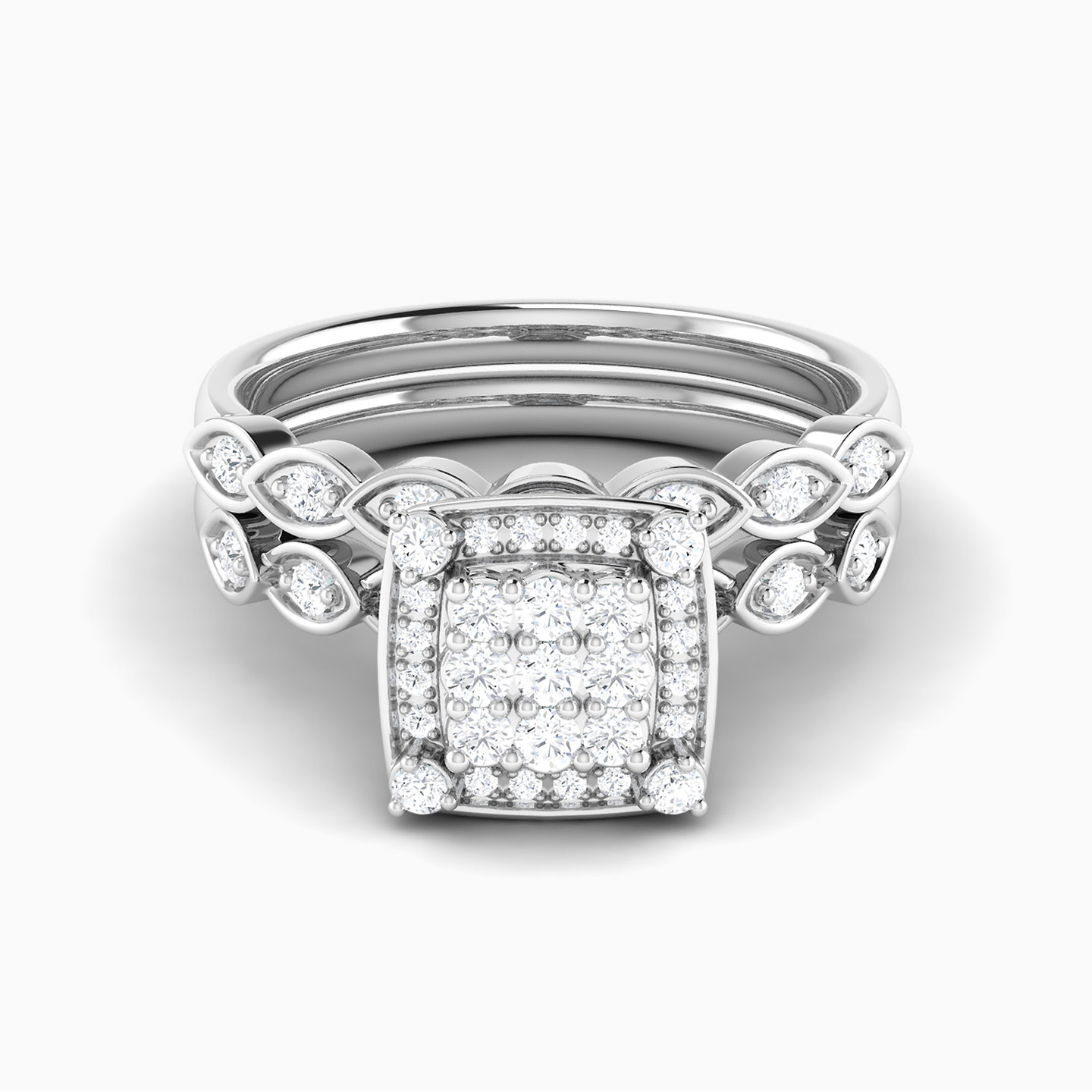 Square Diamond Twin Rings in 18K Gold - 5 Square Diamond Twin Rings in 18K Gold - 5