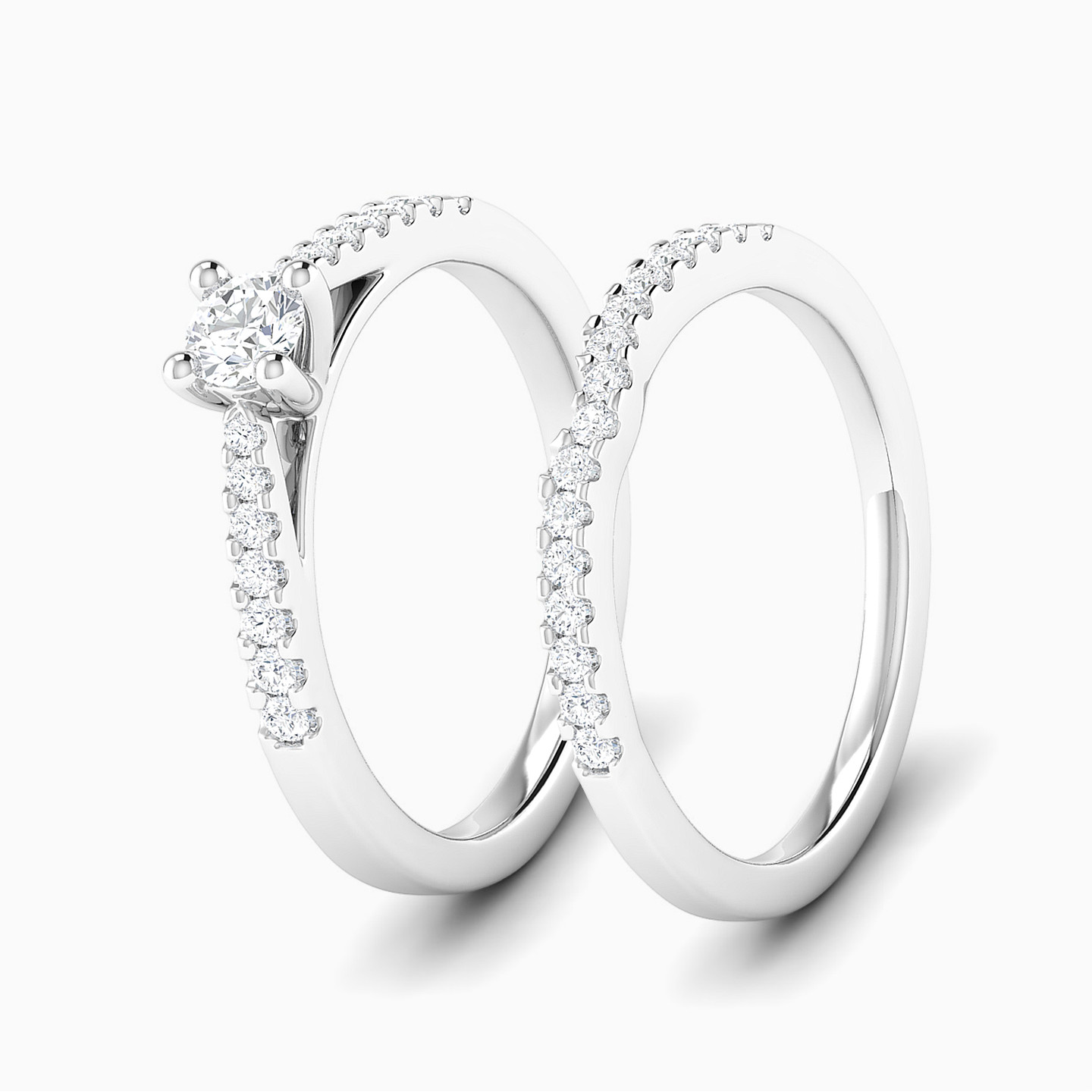Circle Diamond Twin Rings in 18K Gold - 2 Circle Diamond Twin Rings in 18K Gold - 2