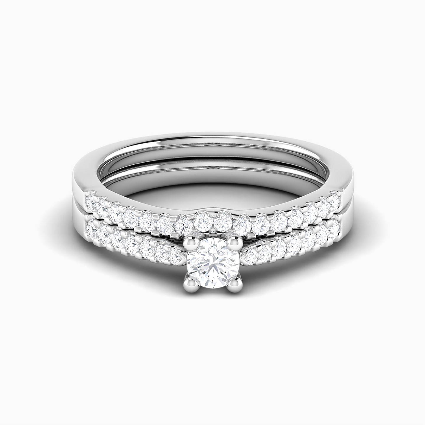 Circle Diamond Twin Rings in 18K Gold - 5 Circle Diamond Twin Rings in 18K Gold - 5