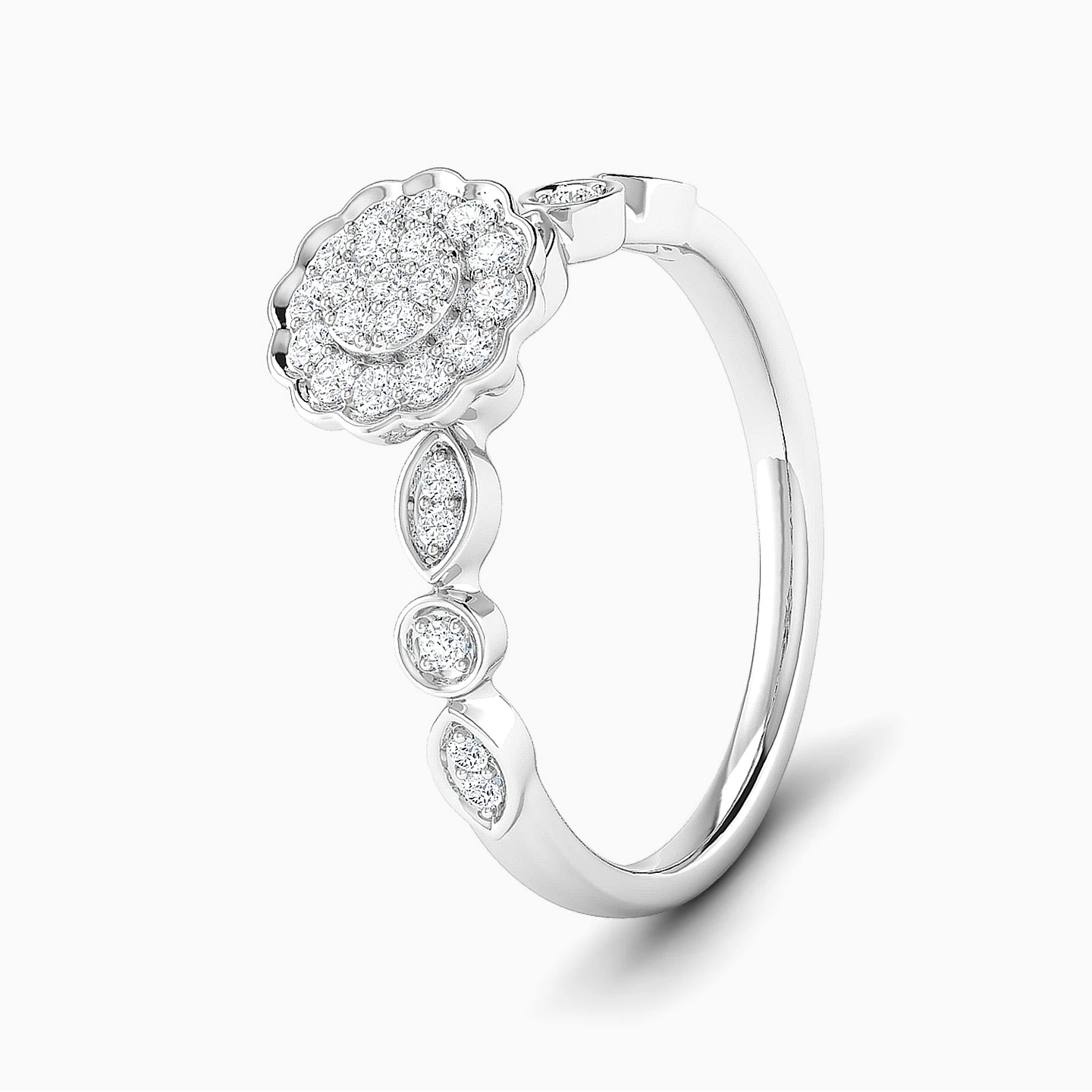 Circle Diamond Twin Rings in 18K Gold - 3 Circle Diamond Twin Rings in 18K Gold - 3