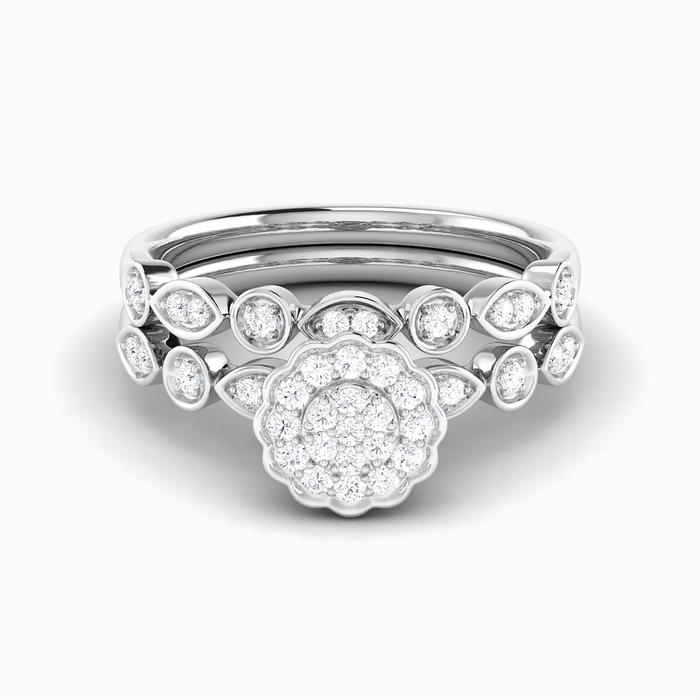 Circle Diamond Twin Rings in 18K Gold - 5 Circle Diamond Twin Rings in 18K Gold - 5