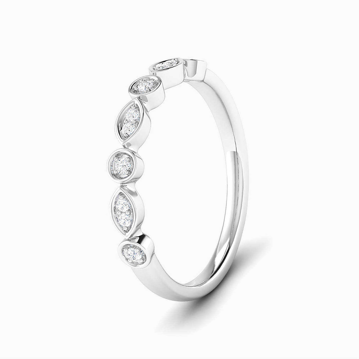 Circle Diamond Twin Rings in 18K Gold - 3