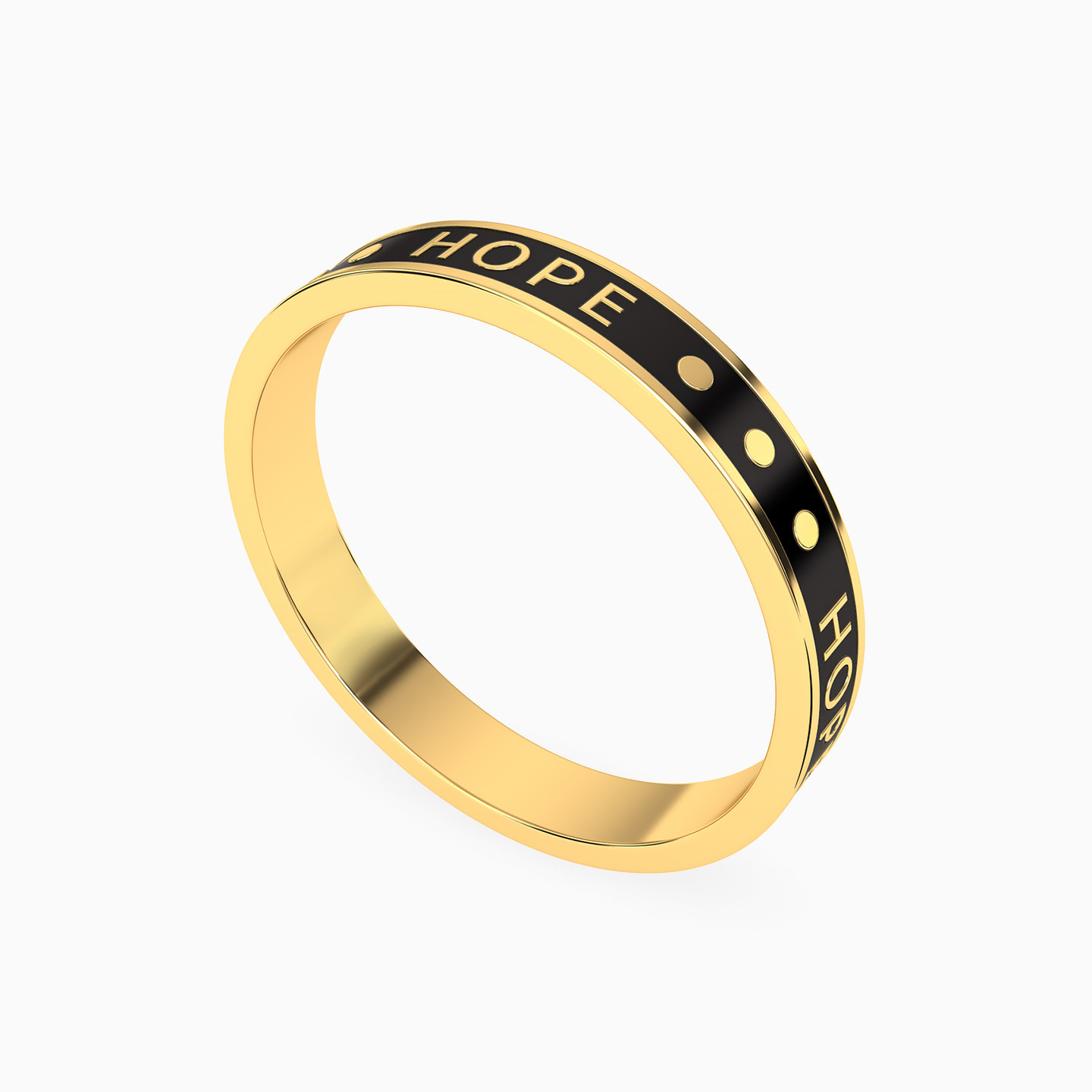 "Hope" Enamel Coated Band Ring in 18K Gold - 2 "Hope" Enamel Coated Band Ring in 18K Gold - 2