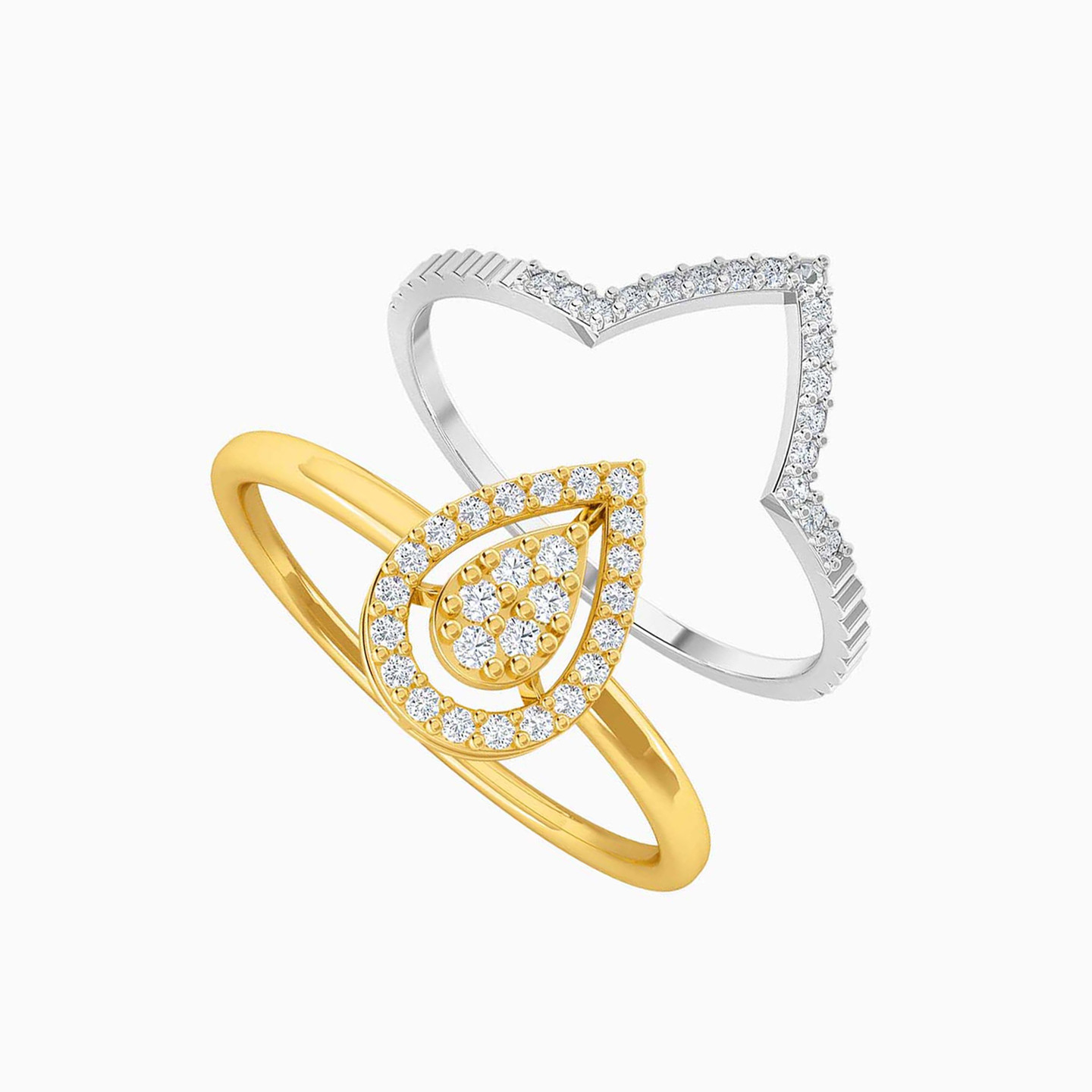 18K Gold Diamond Twins Ring - 2