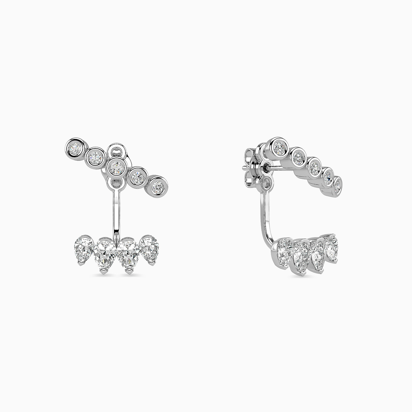 18K Gold Diamond Drop Earrings - 2