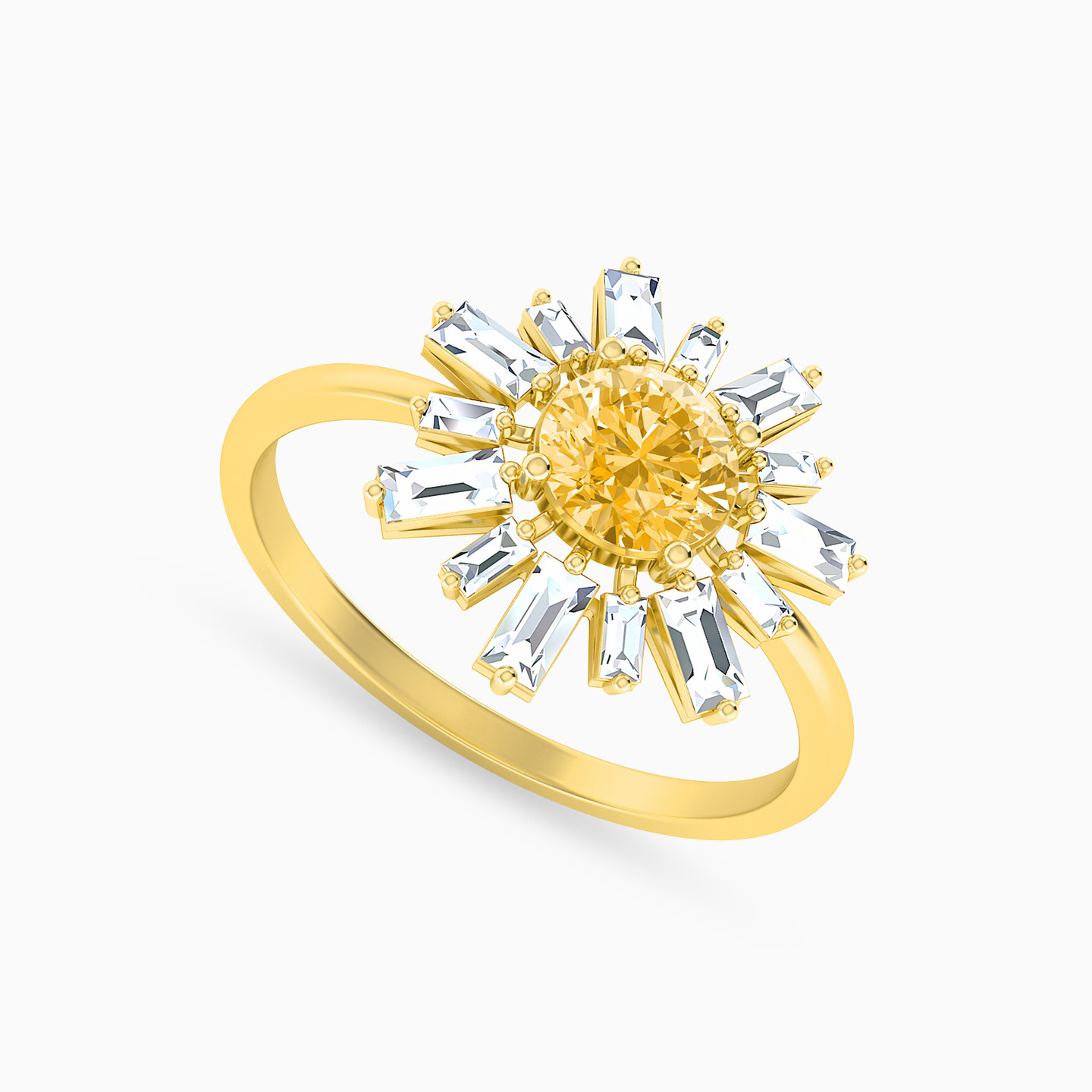 Flower Yellow Stone Statement Ring in 18K Gold - 2 Flower Yellow Stone Statement Ring in 18K Gold - 2