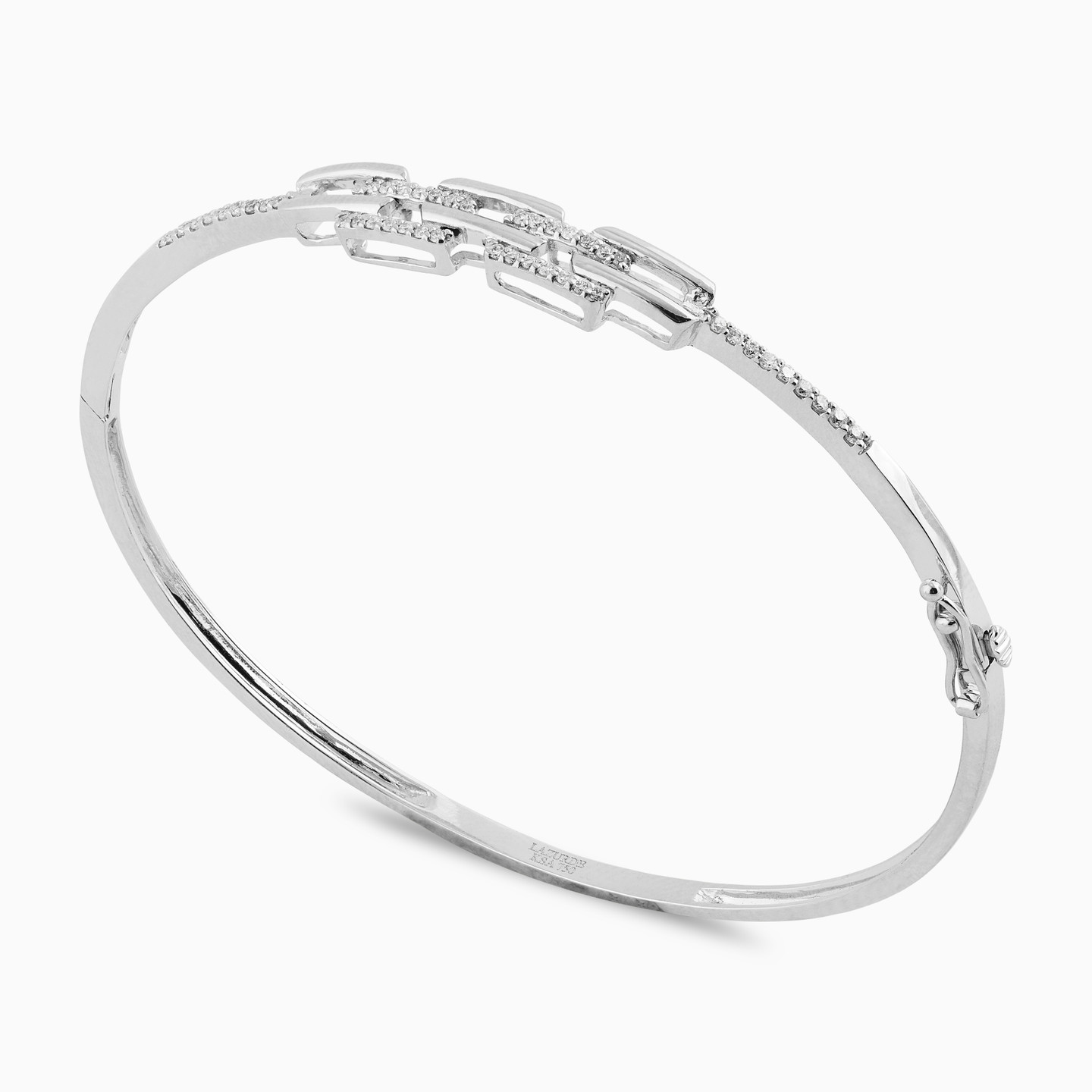 18K Gold Diamond Bangle Bracelet - 3