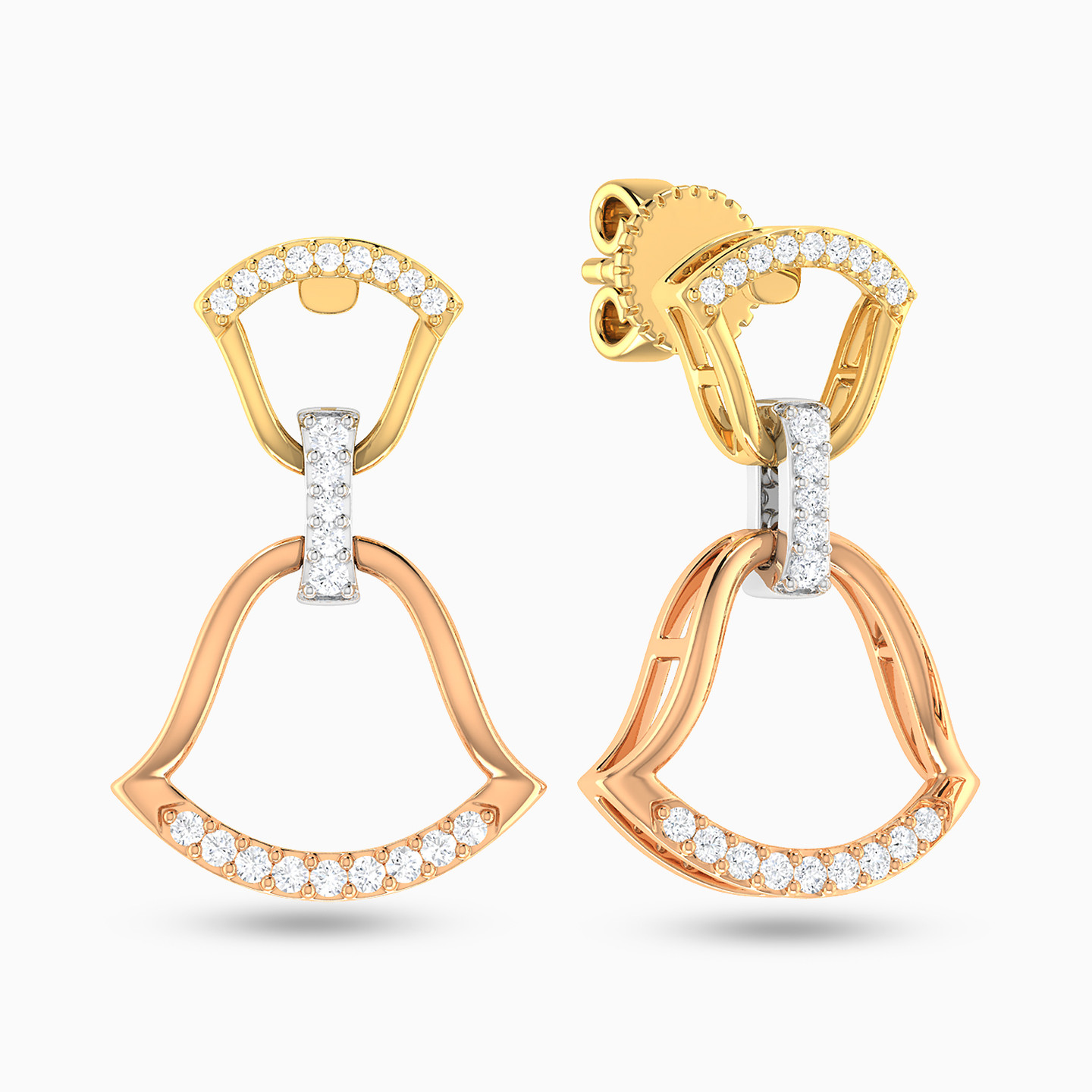 Bell Diamond Drop Earrings in 18K Gold - 2 Bell Diamond Drop Earrings in 18K Gold - 2