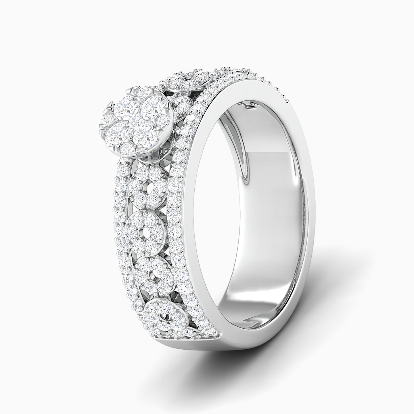 Cutwork Diamond Twin Rings in 18K Gold - 4 Cutwork Diamond Twin Rings in 18K Gold - 4