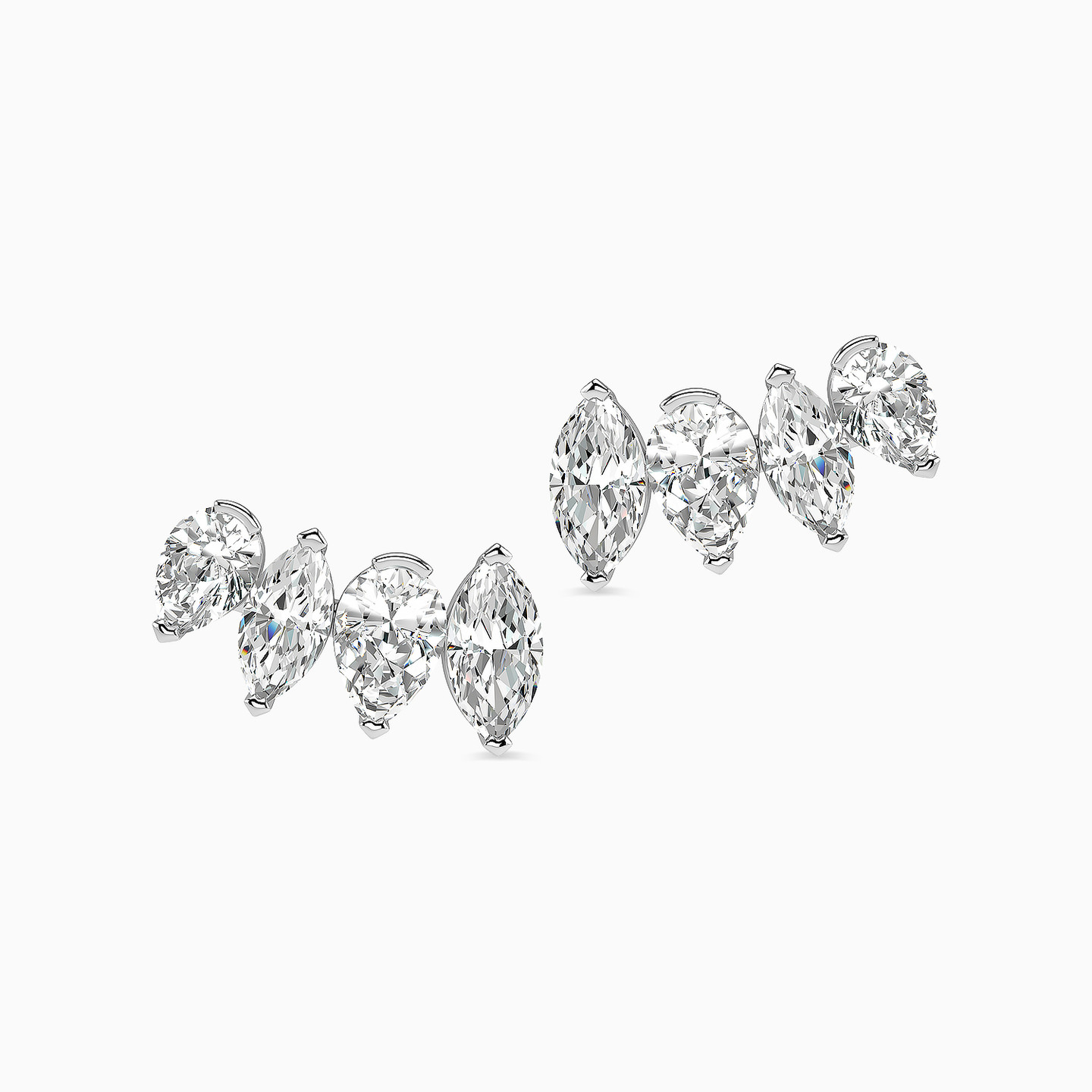 Multi-shaped Diamond Stud Earrings in 18K Gold - 2 Multi-shaped Diamond Stud Earrings in 18K Gold - 2