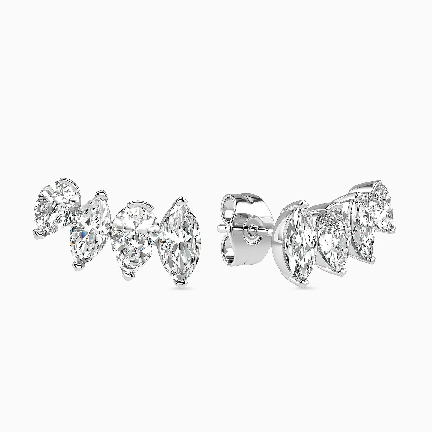 Multi-shaped Diamond Stud Earrings in 18K Gold - 3 Multi-shaped Diamond Stud Earrings in 18K Gold - 3