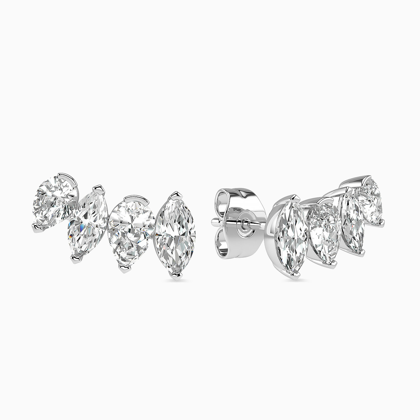 18K Gold Diamond Stud Earrings - 2