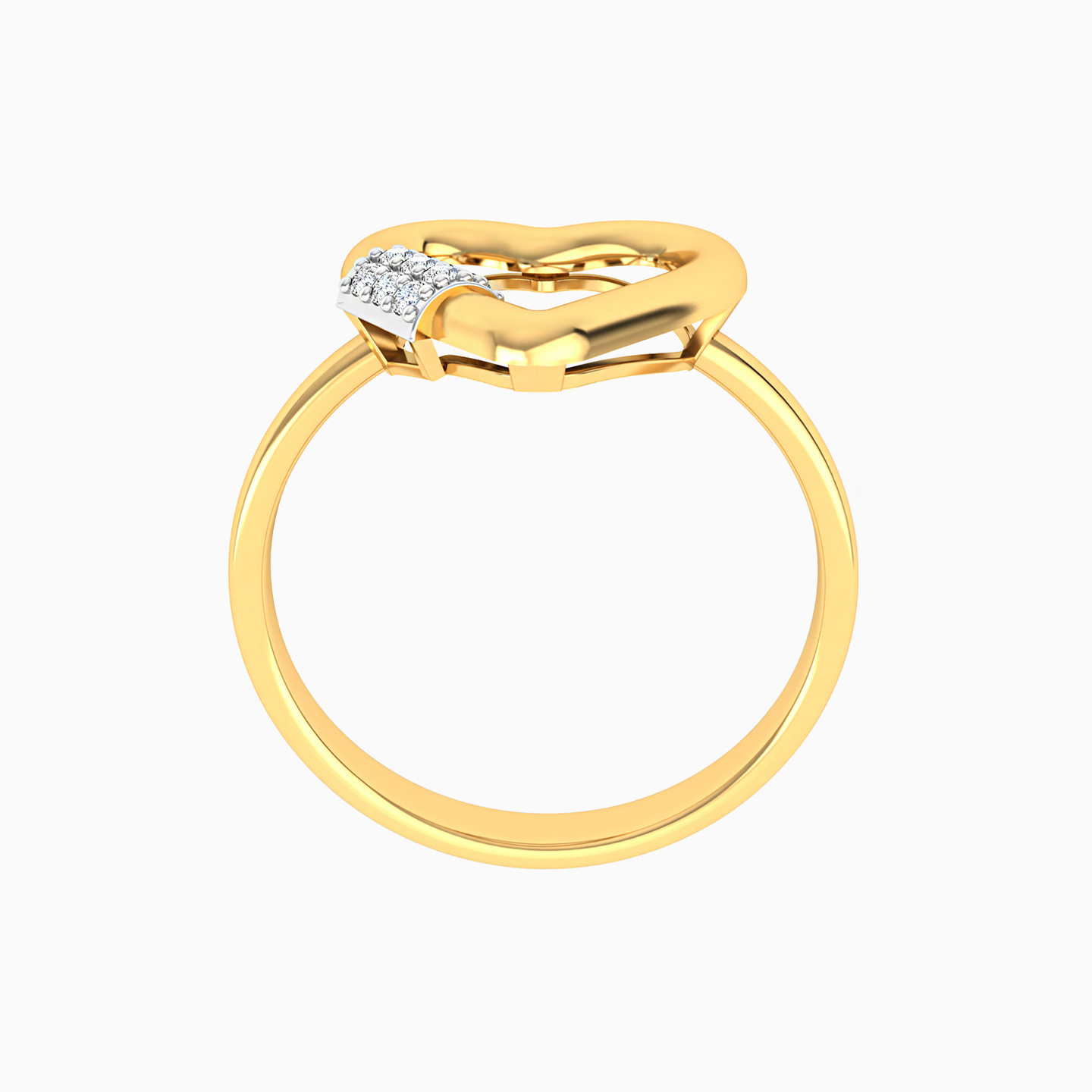 Heart Diamonds Ring in 18K Gold - 3 Heart Diamonds Ring in 18K Gold - 3