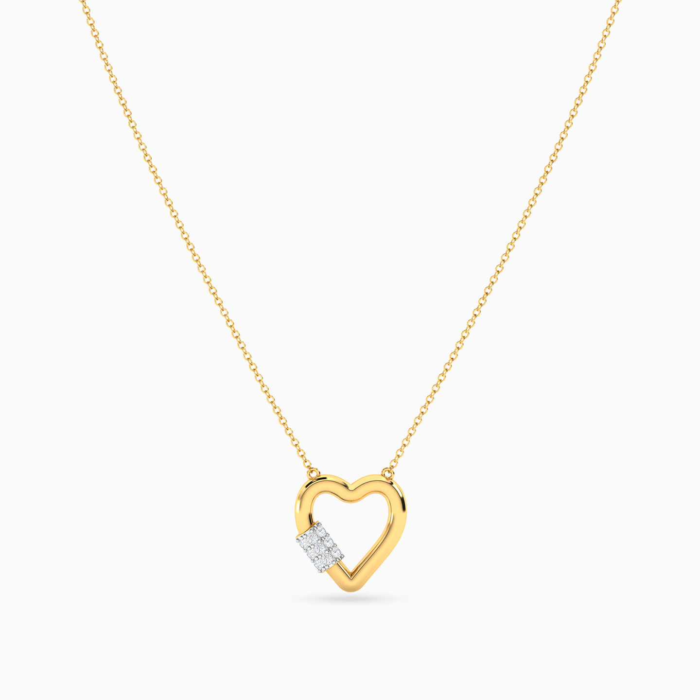 Heart Colored Stones Necklace In 18K Gold - 3 Heart Colored Stones Necklace In 18K Gold - 3