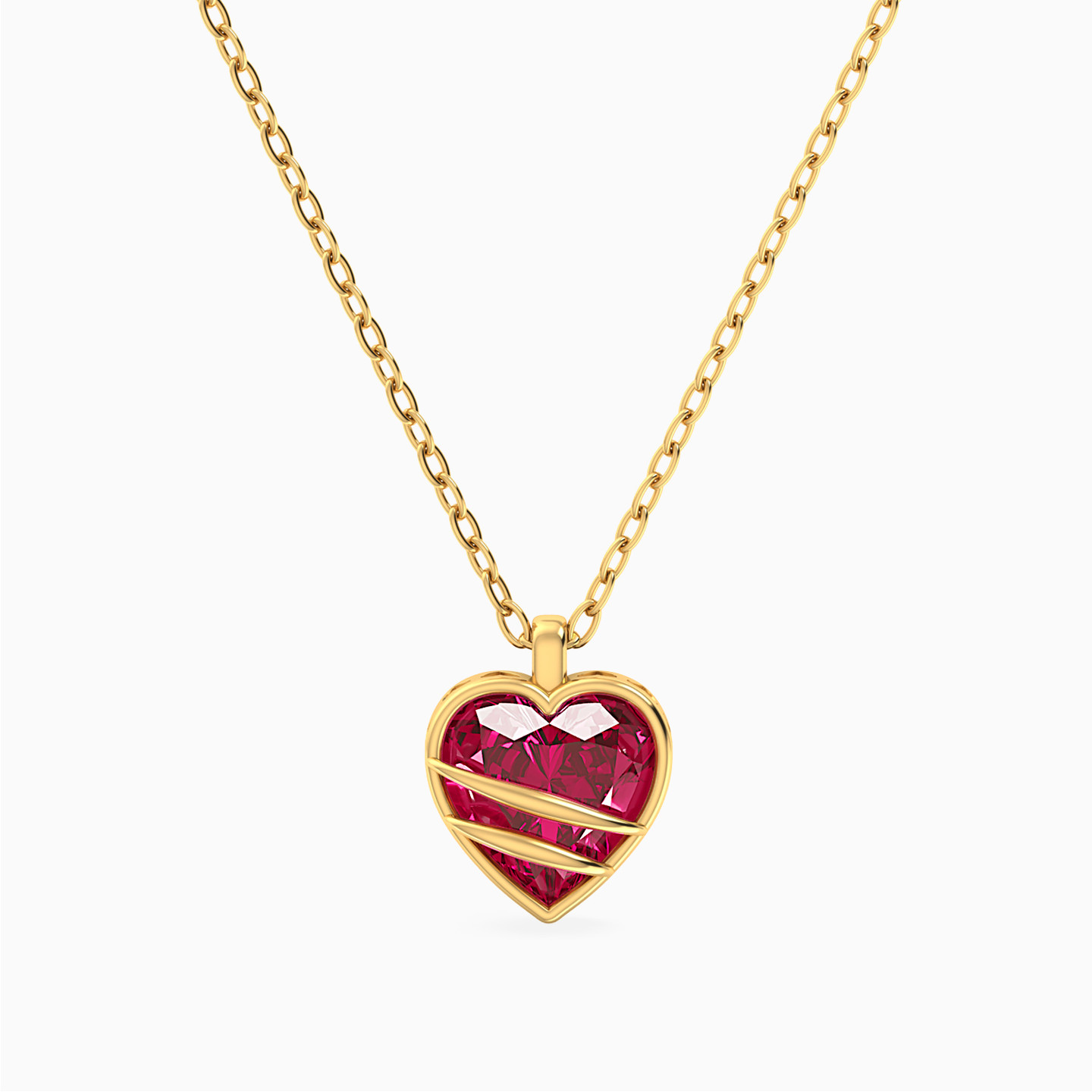 Red Stone Heart Necklace In 18K Gold Red Stone Heart Necklace In 18K Gold
