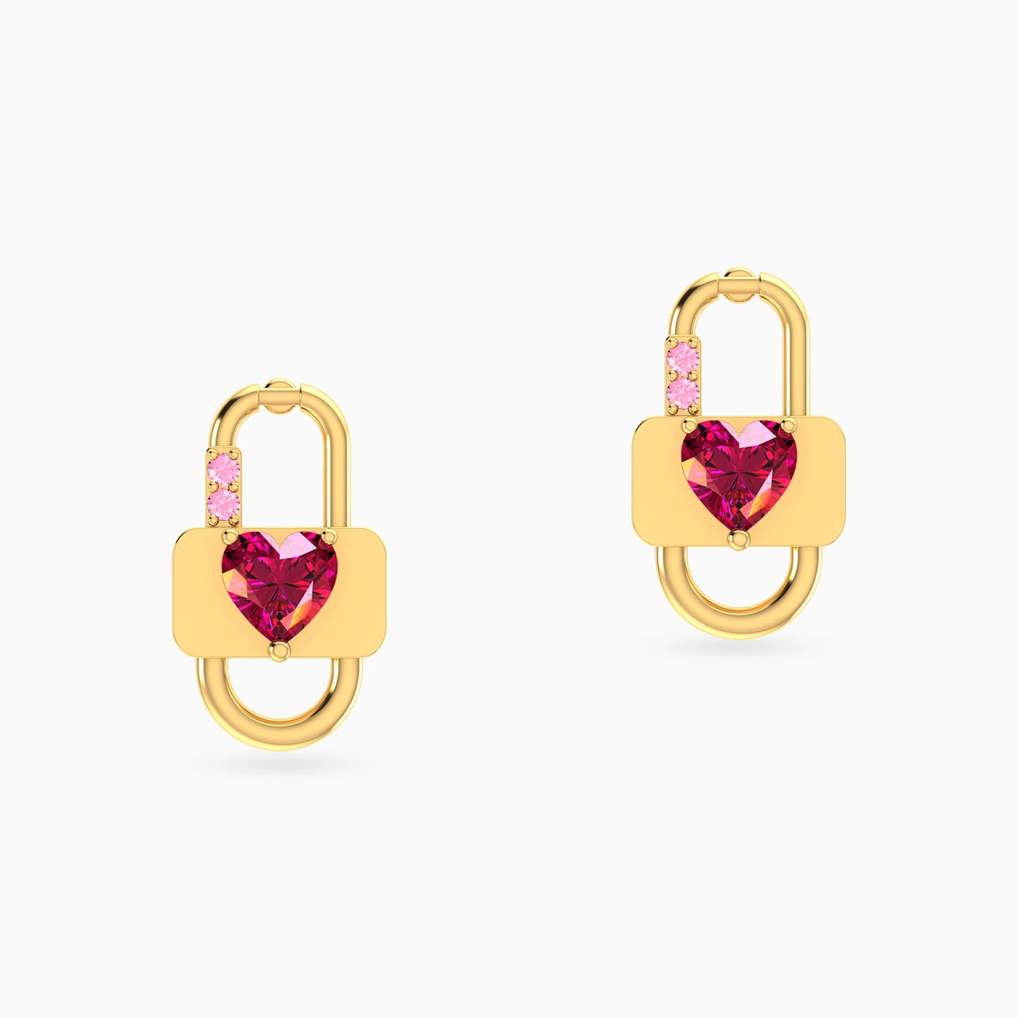 Lock Colored Stones Stud Earrings in 18K Gold Lock Colored Stones Stud Earrings in 18K Gold