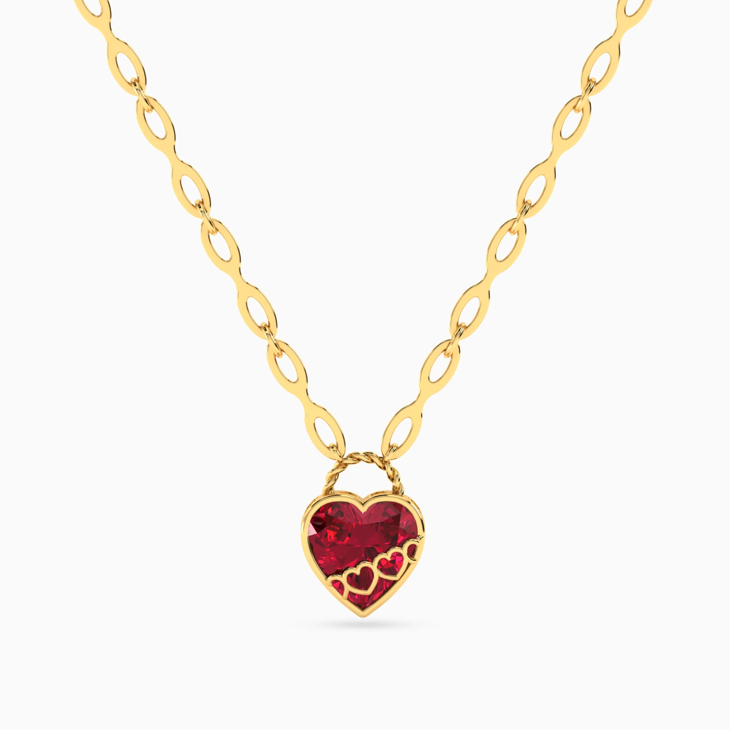 Heart Red Stone Necklace in 18K Gold Heart Red Stone Necklace in 18K Gold