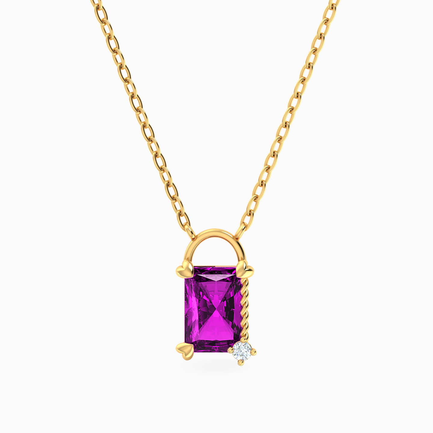 Lock Purple Stone Necklace in 18K Gold Lock Purple Stone Necklace in 18K Gold