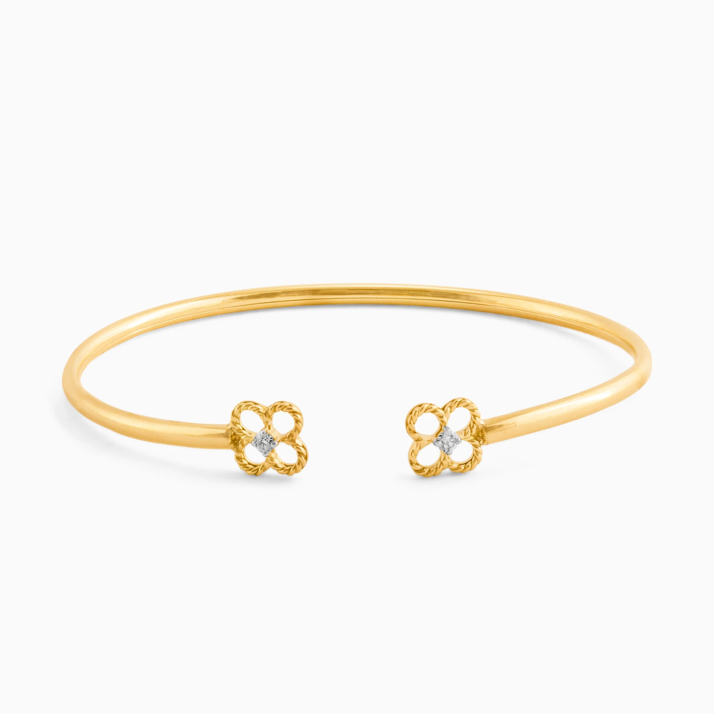 Flower Diamond Cuff Bracelet in 18K Gold - 2 Flower Diamond Cuff Bracelet in 18K Gold - 2