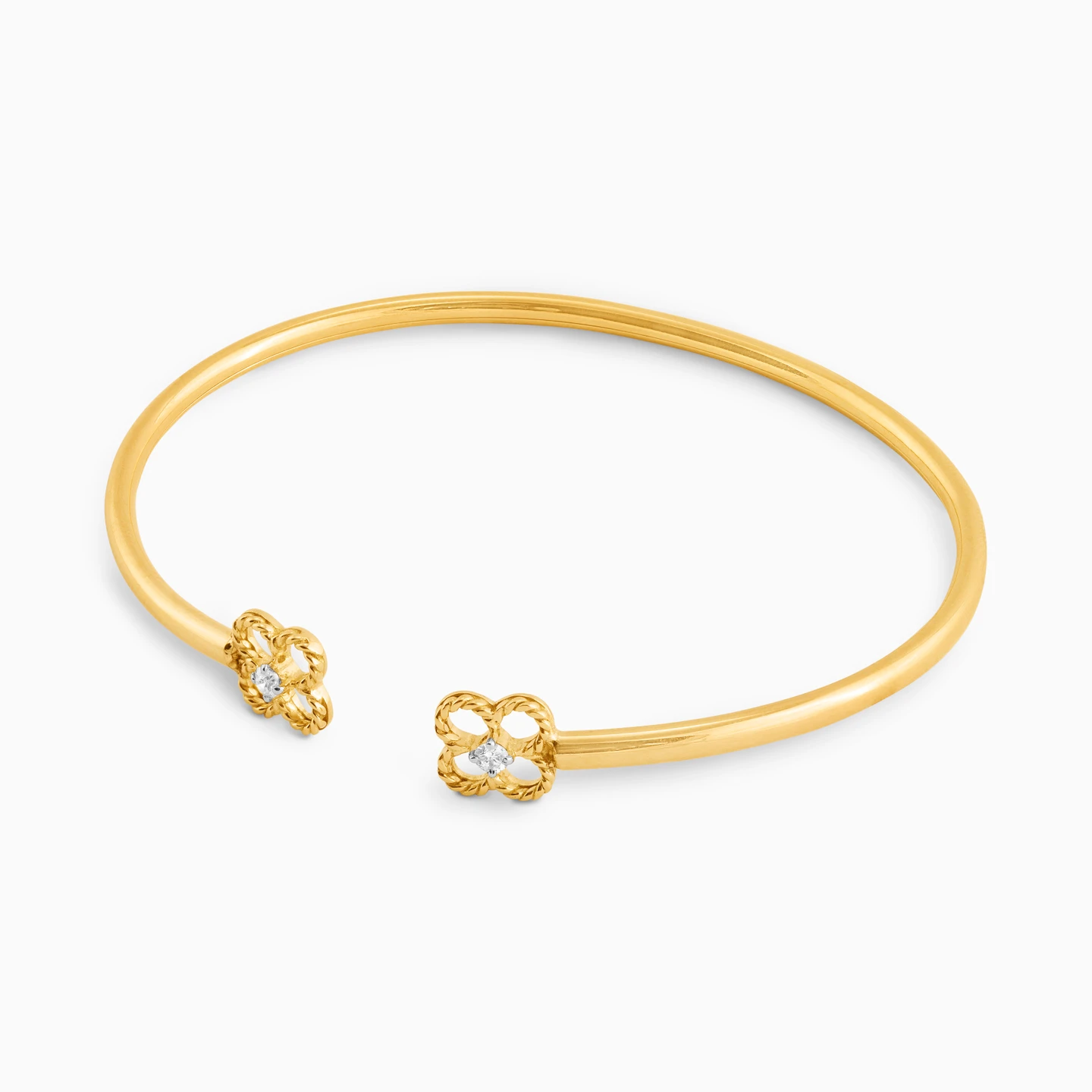 Flower Diamond Cuff Bracelet in 18K Gold - 3 Flower Diamond Cuff Bracelet in 18K Gold - 3