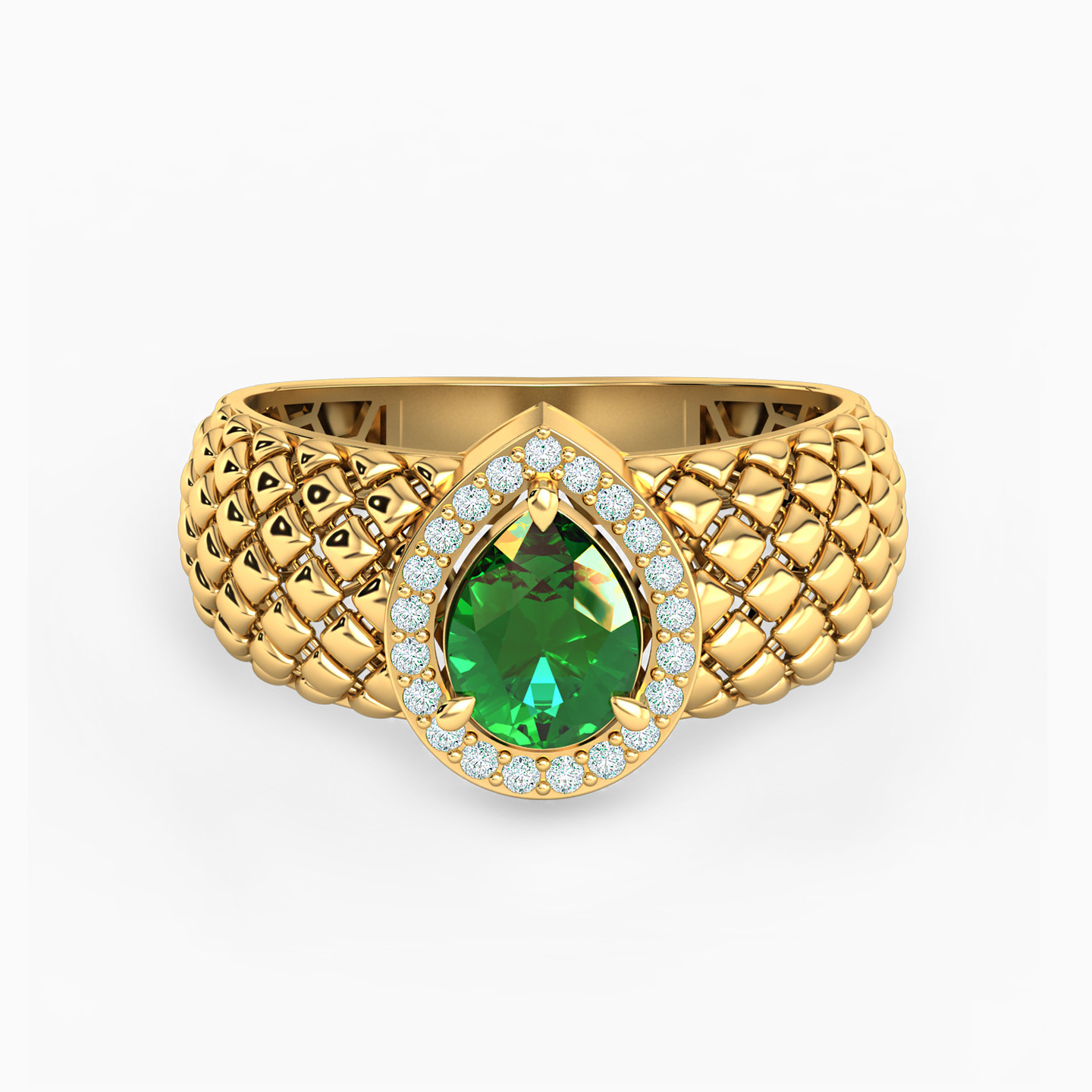 18K Gold Colored Stones Statement Ring