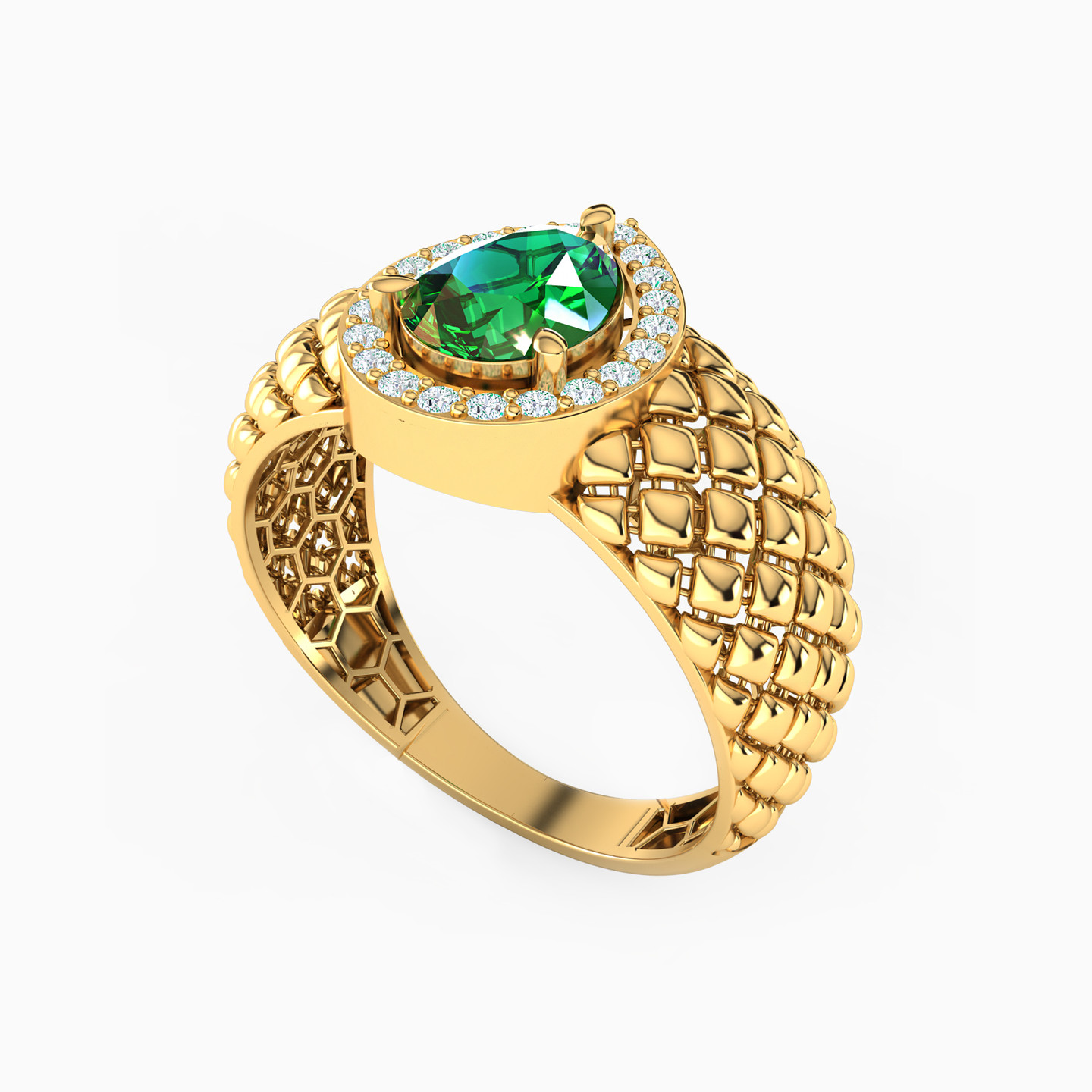 18K Gold Colored Stones Statement Ring - 2